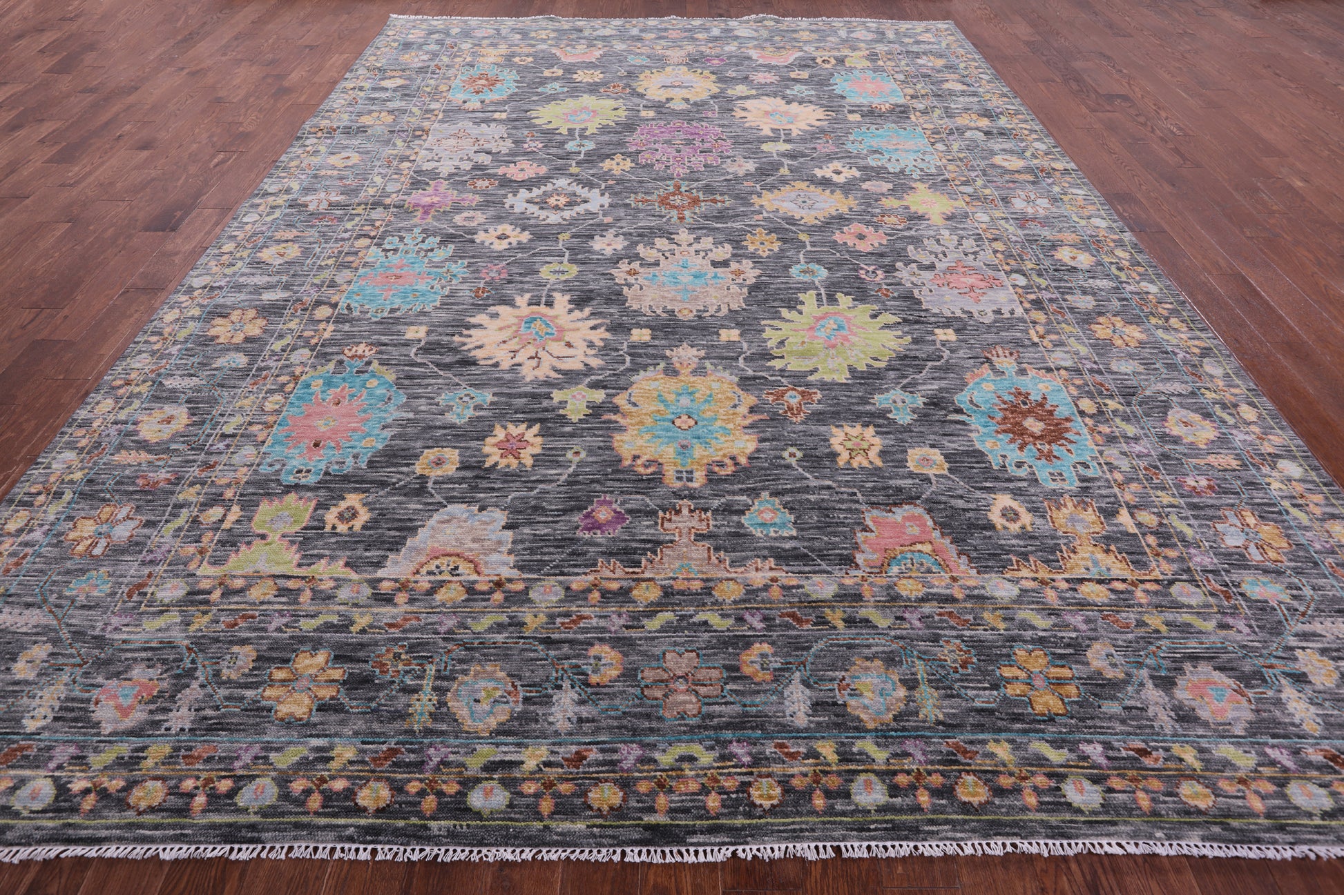 Grey Turkish Oushak Hand Knotted Wool Rug - 10' 3" X 13' 10" - Golden Nile
