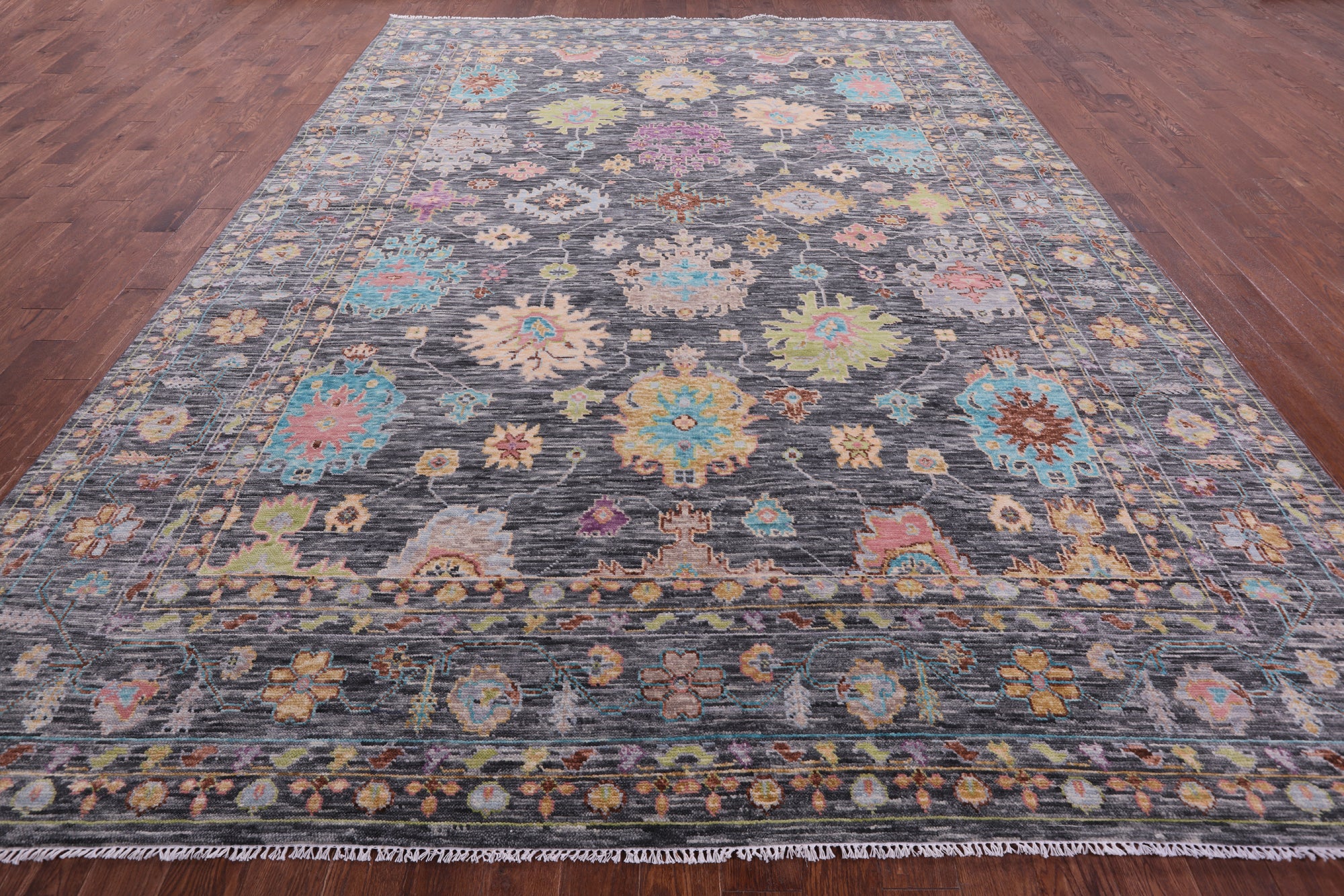 Grey Turkish Oushak Hand Knotted Wool Rug - 10' 3" X 13' 10" - Golden Nile