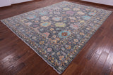 Grey Turkish Oushak Hand Knotted Wool Rug - 10' 3" X 13' 10" - Golden Nile