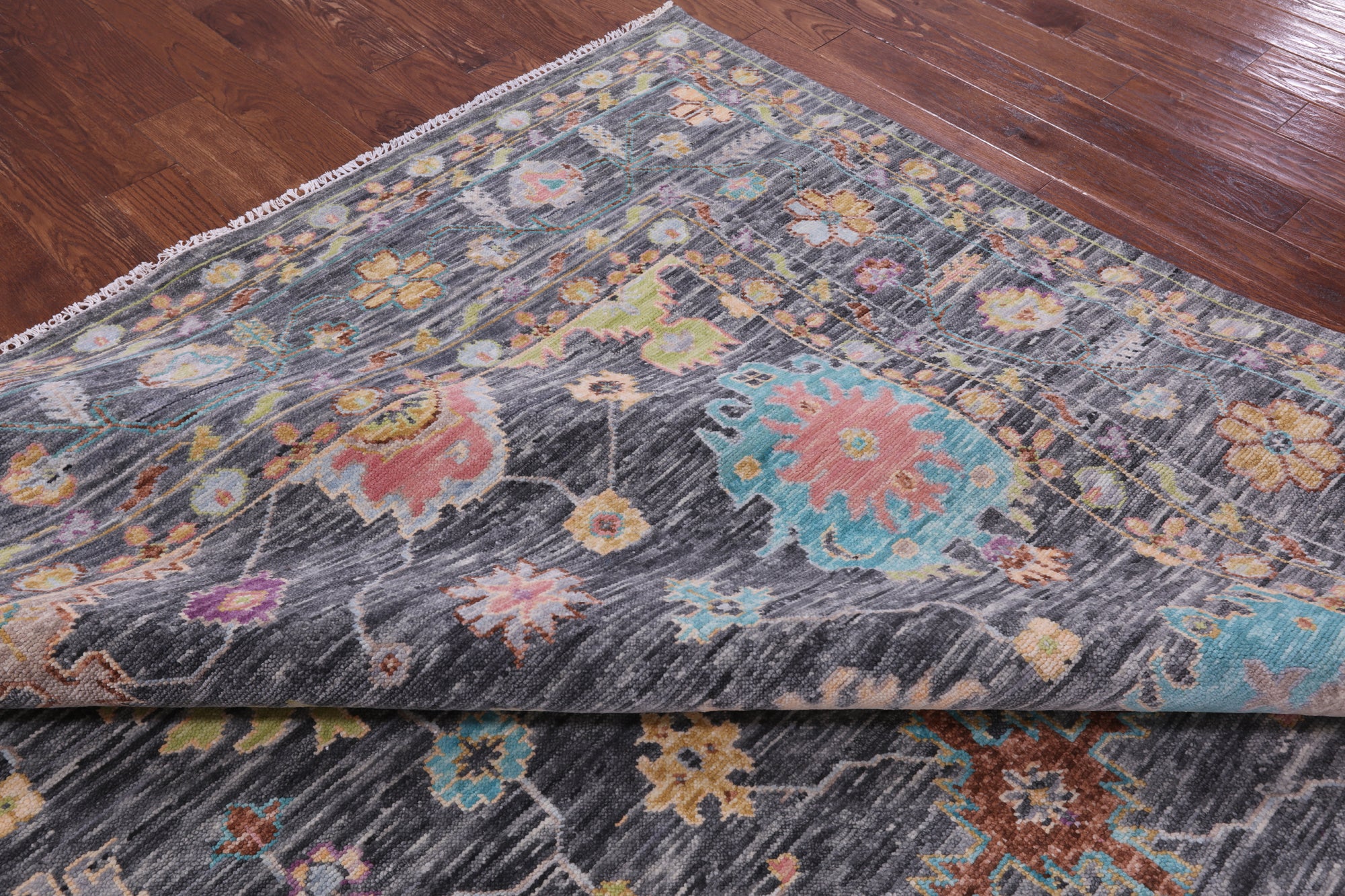 Grey Turkish Oushak Hand Knotted Wool Rug - 10' 3" X 13' 10" - Golden Nile