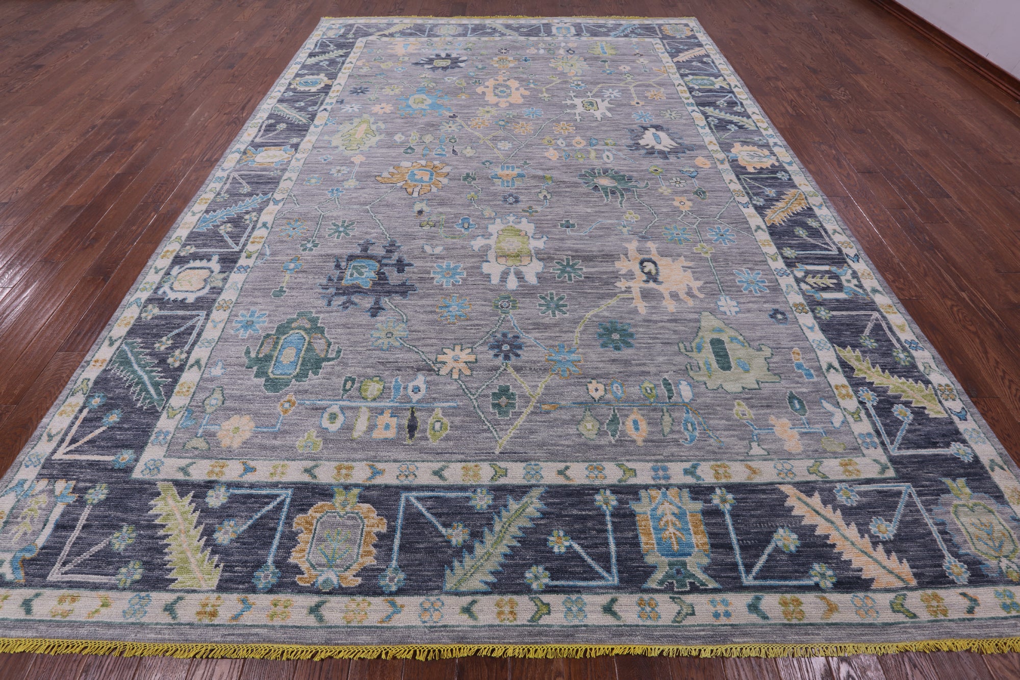 Grey Turkish Oushak Hand Knotted Wool Rug - 10' 1" X 14' 0" - Golden Nile