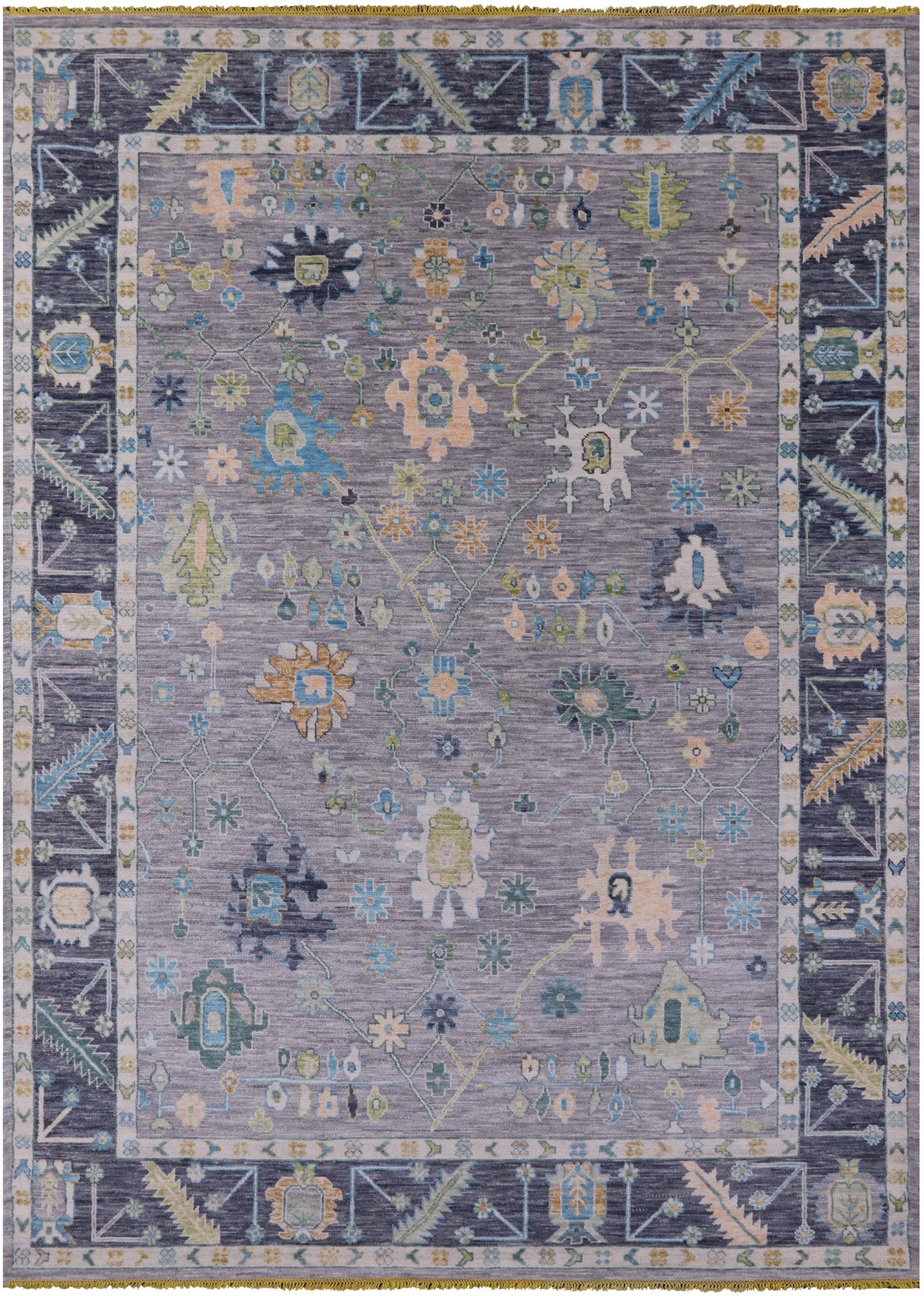 Grey Turkish Oushak Hand Knotted Wool Rug - 10' 1" X 14' 0" - Golden Nile