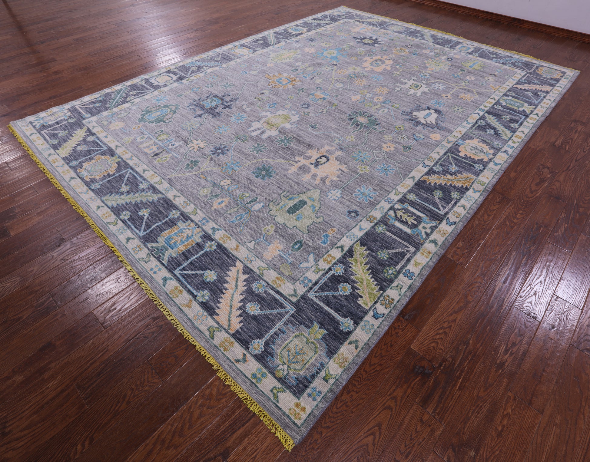 Grey Turkish Oushak Hand Knotted Wool Rug - 10' 1" X 14' 0" - Golden Nile