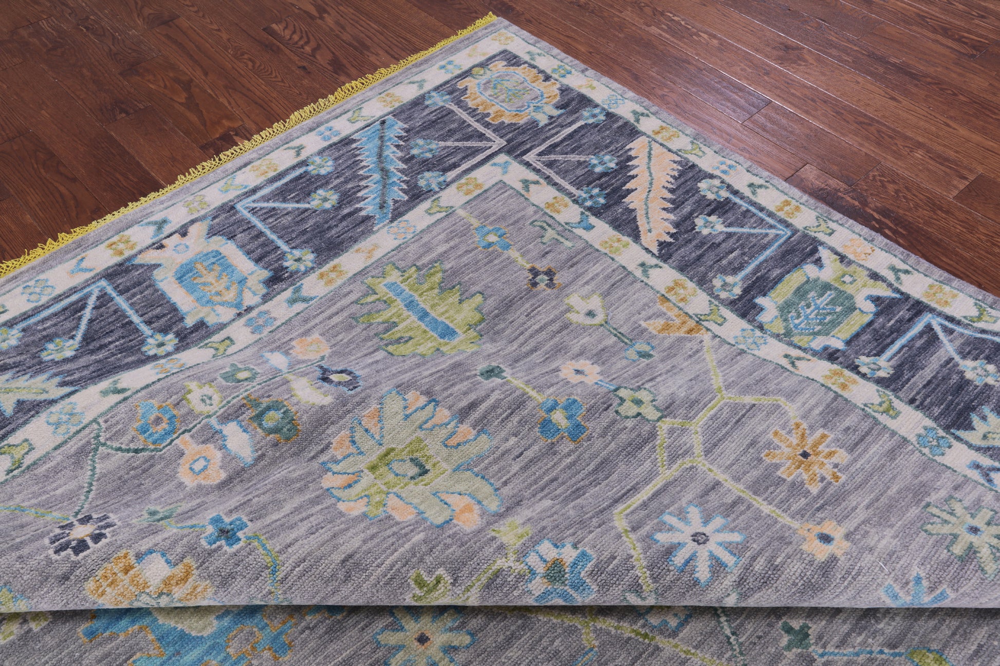 Grey Turkish Oushak Hand Knotted Wool Rug - 10' 1" X 14' 0" - Golden Nile