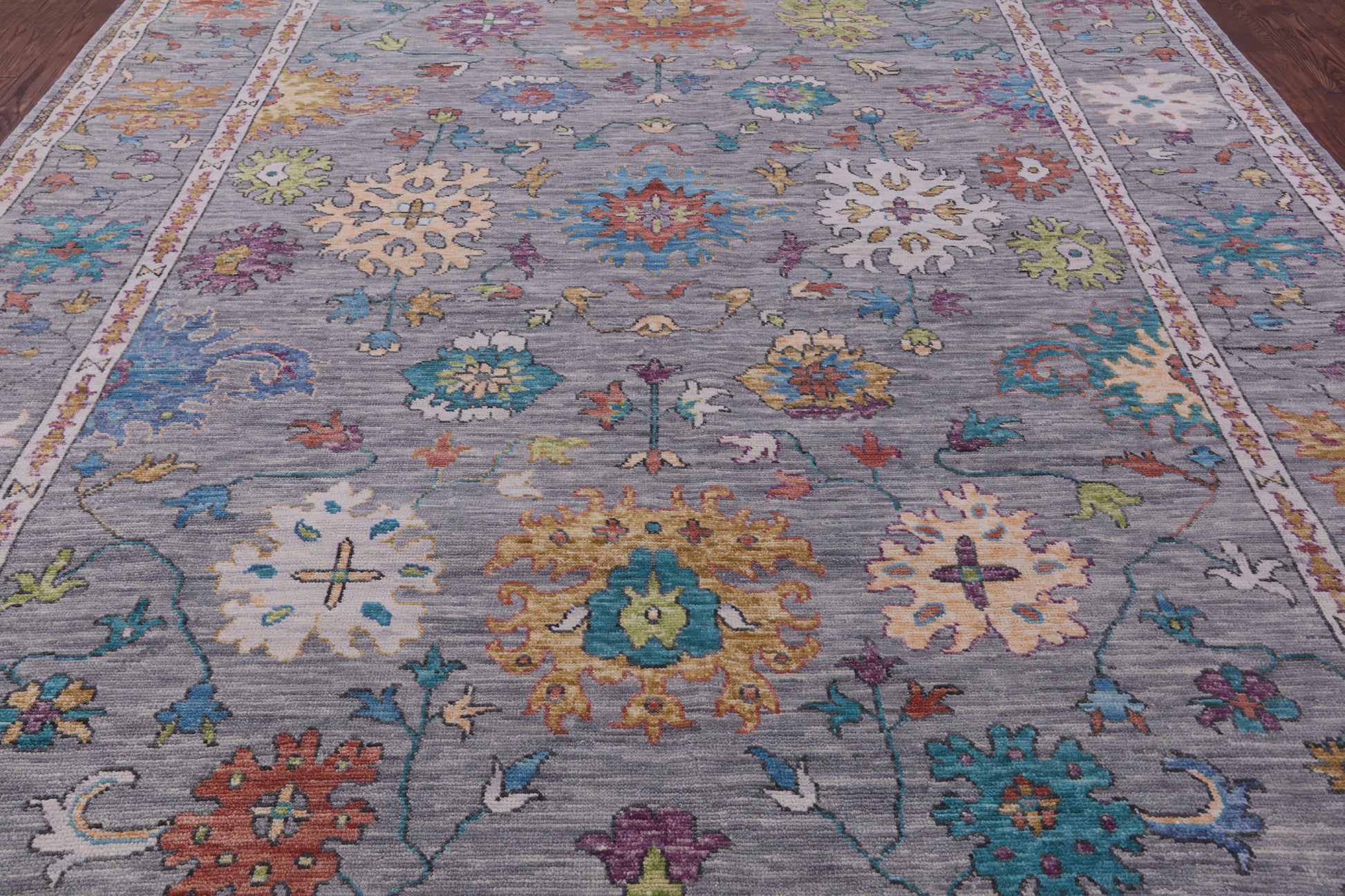 Grey Turkish Oushak Hand Knotted Wool Rug - 10' 2" X 13' 9" - Golden Nile