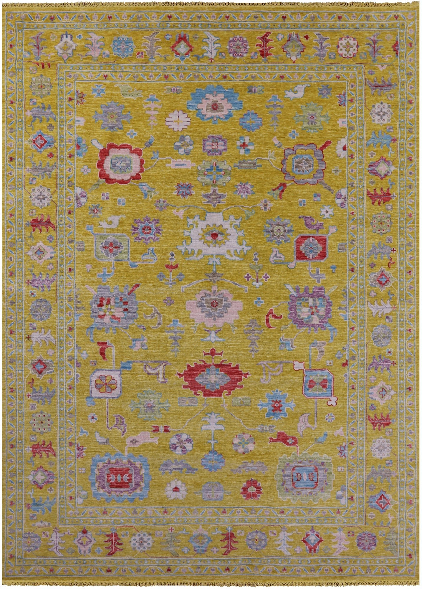 Gold Turkish Oushak Hand Knotted Wool Rug - 10' 3" X 14' 0" - Golden Nile