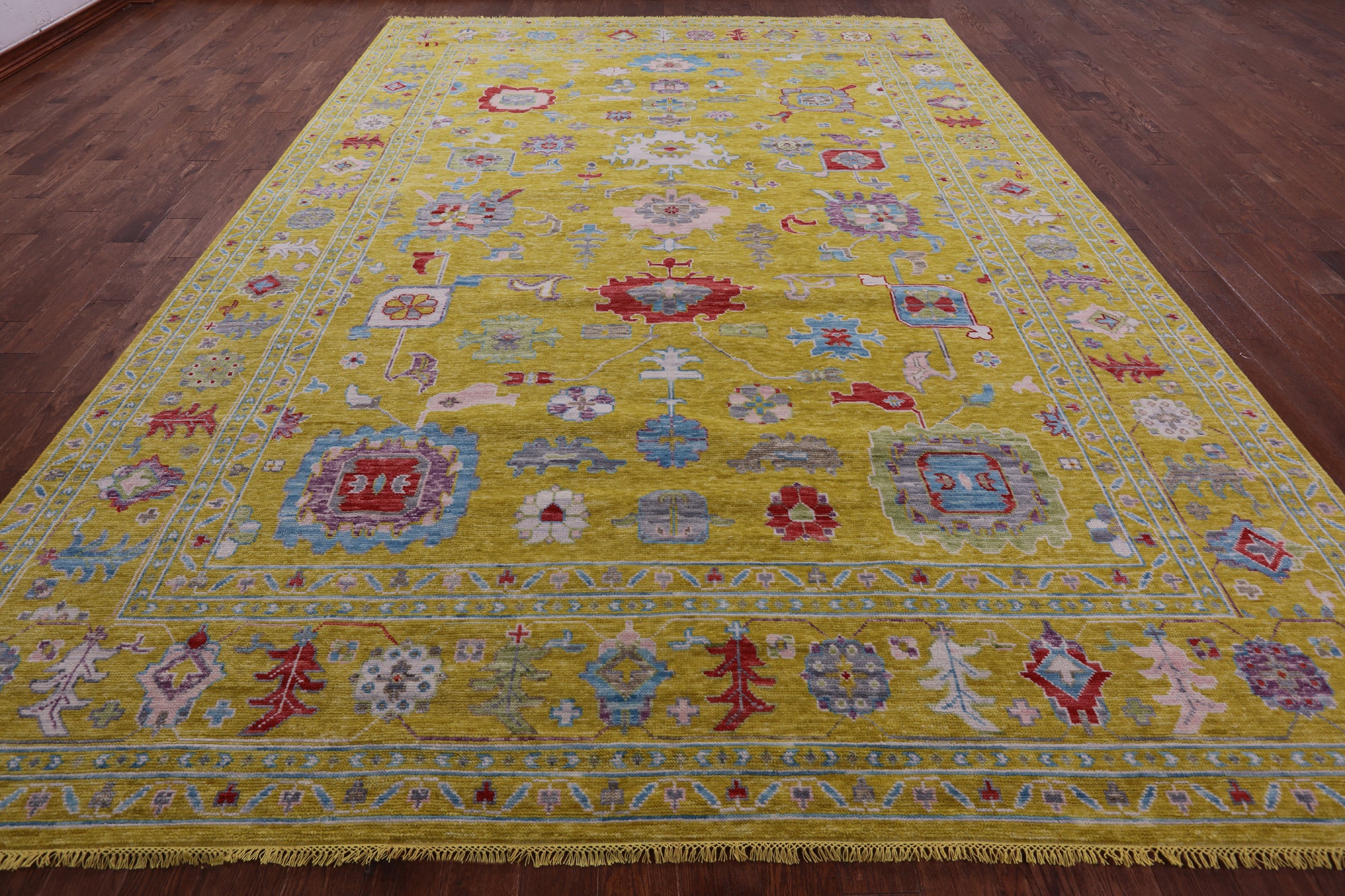 Gold Turkish Oushak Hand Knotted Wool Rug - 10' 3" X 14' 0" - Golden Nile