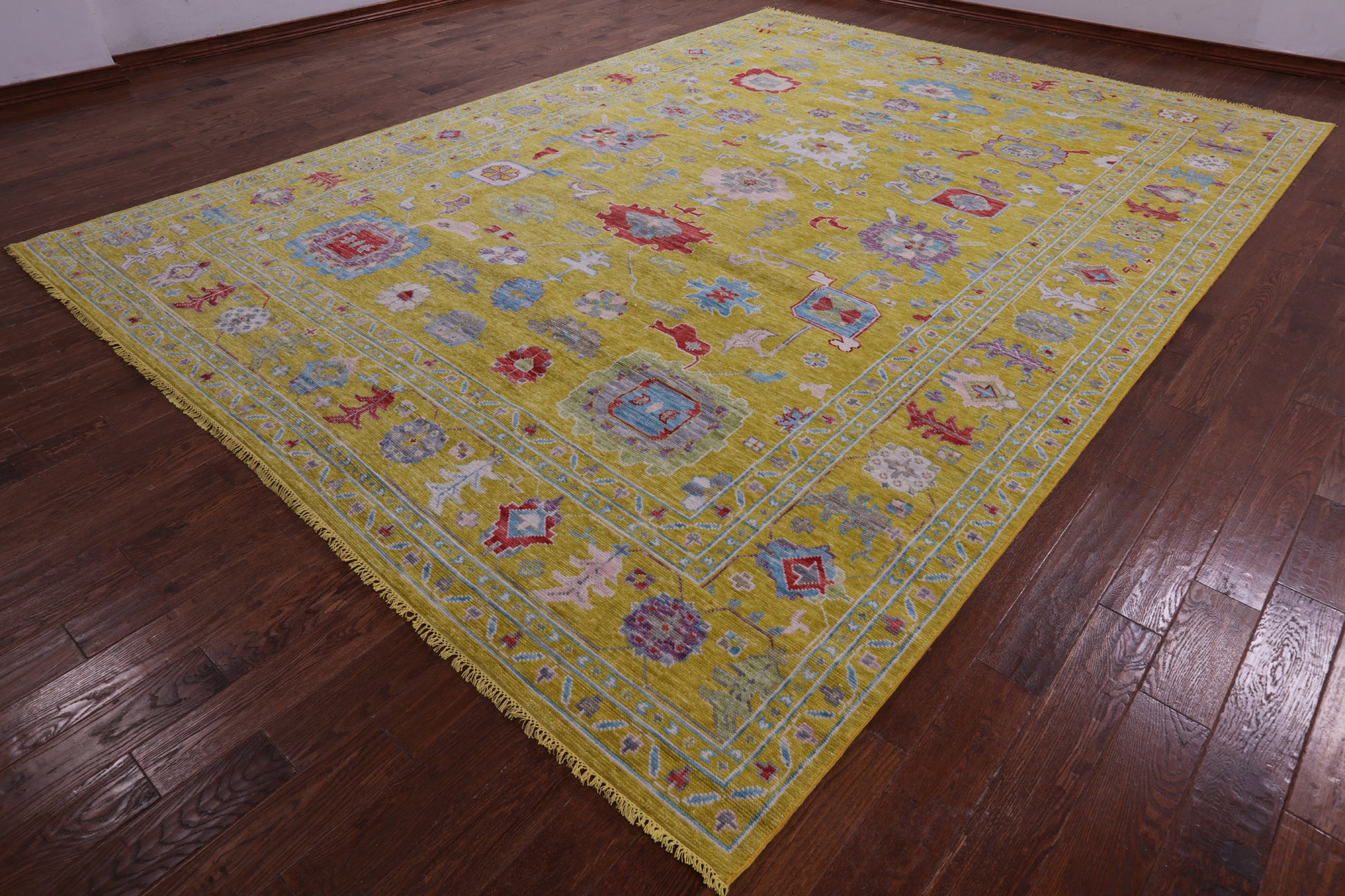 Gold Turkish Oushak Hand Knotted Wool Rug - 10' 3" X 14' 0" - Golden Nile