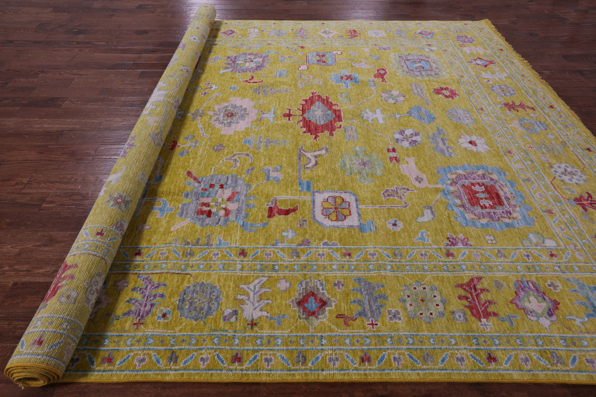 Gold Turkish Oushak Hand Knotted Wool Rug - 10' 3" X 14' 0" - Golden Nile