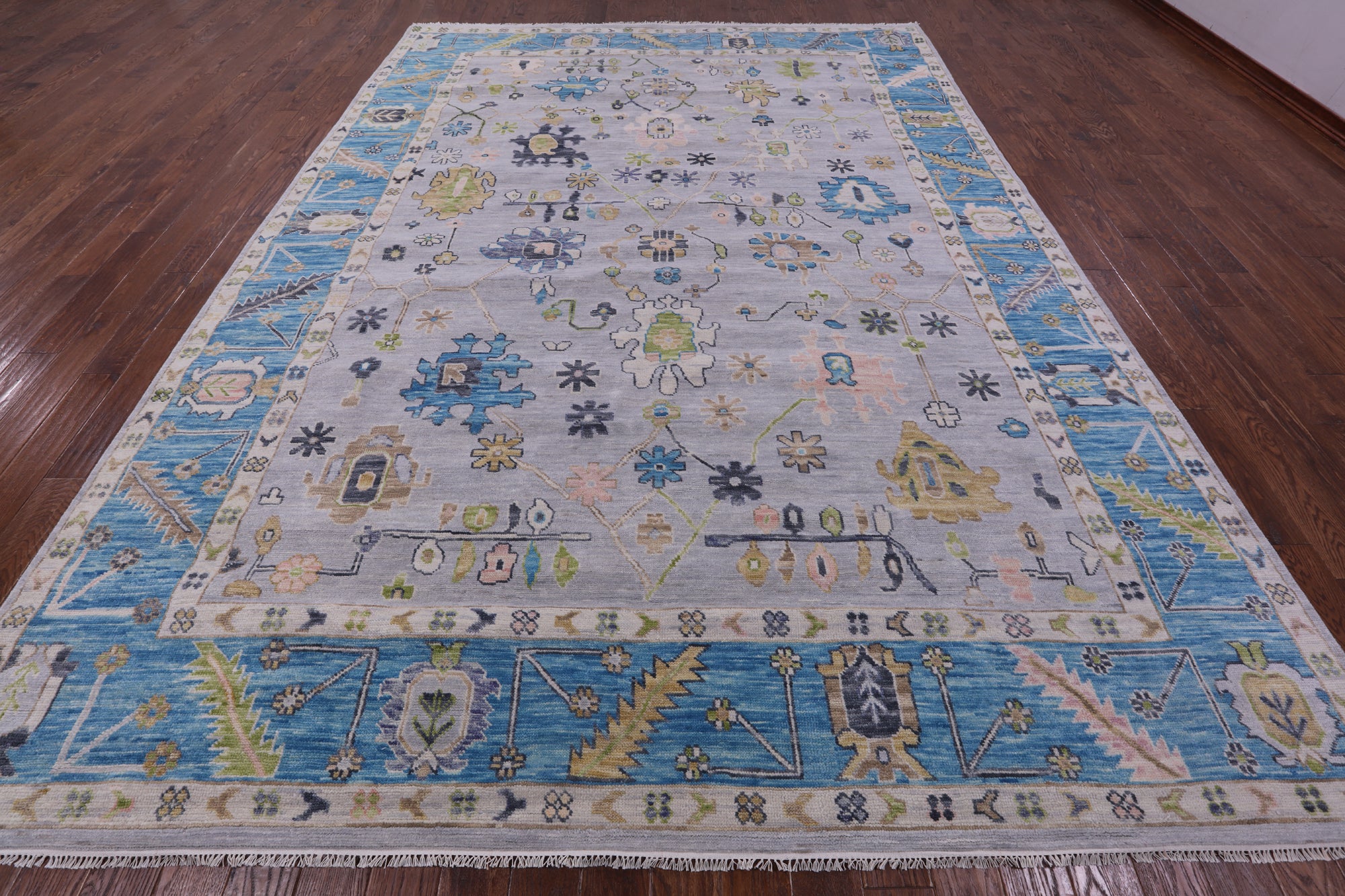 Grey Turkish Oushak Hand Knotted Wool Rug - 10' 1" X 13' 11" - Golden Nile