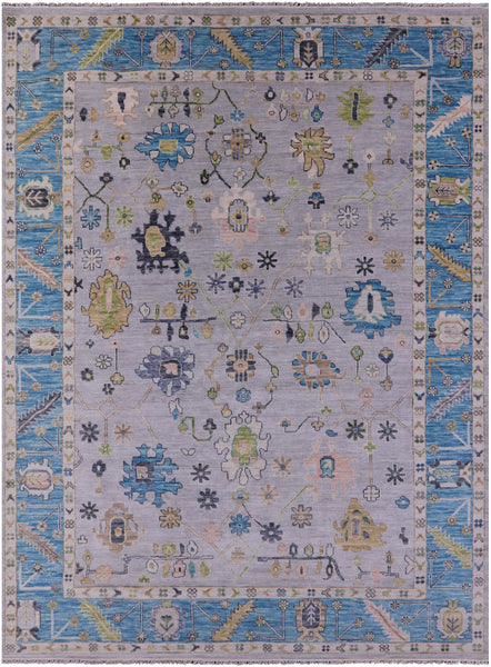 Grey Turkish Oushak Hand Knotted Wool Rug - 10' 1" X 13' 11" - Golden Nile