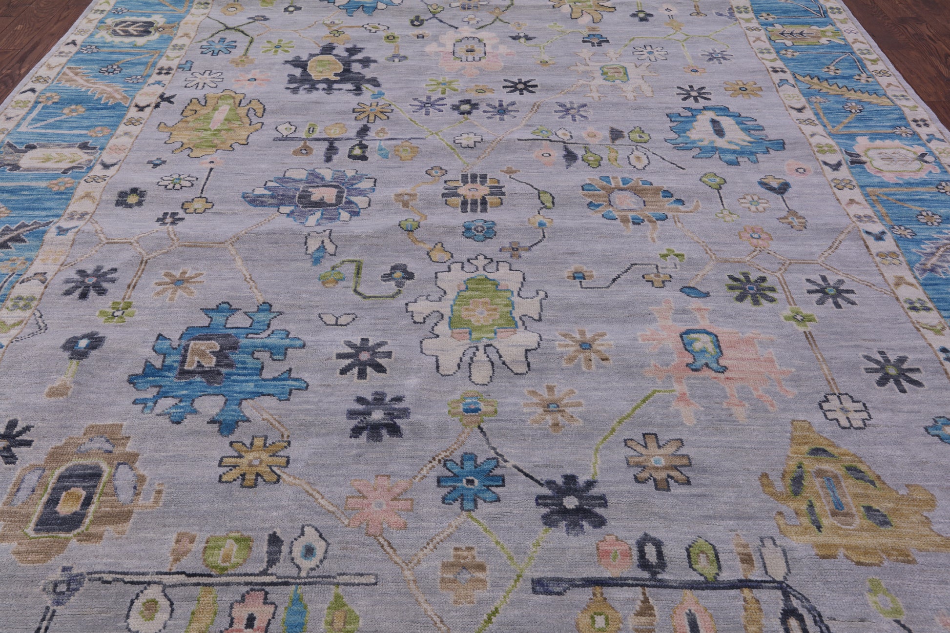 Grey Turkish Oushak Hand Knotted Wool Rug - 10' 1" X 13' 11" - Golden Nile