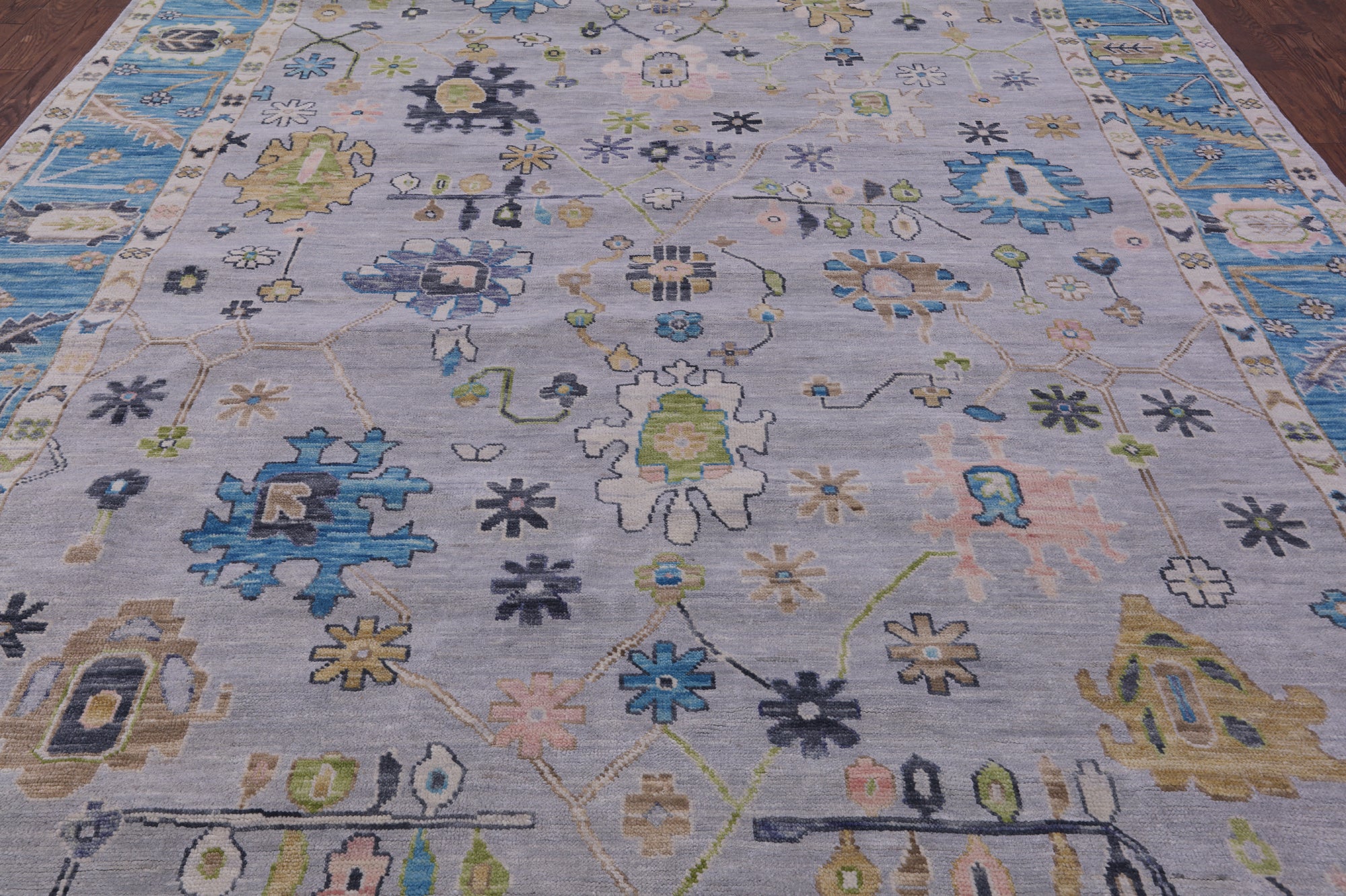 Grey Turkish Oushak Hand Knotted Wool Rug - 10' 1" X 13' 11" - Golden Nile