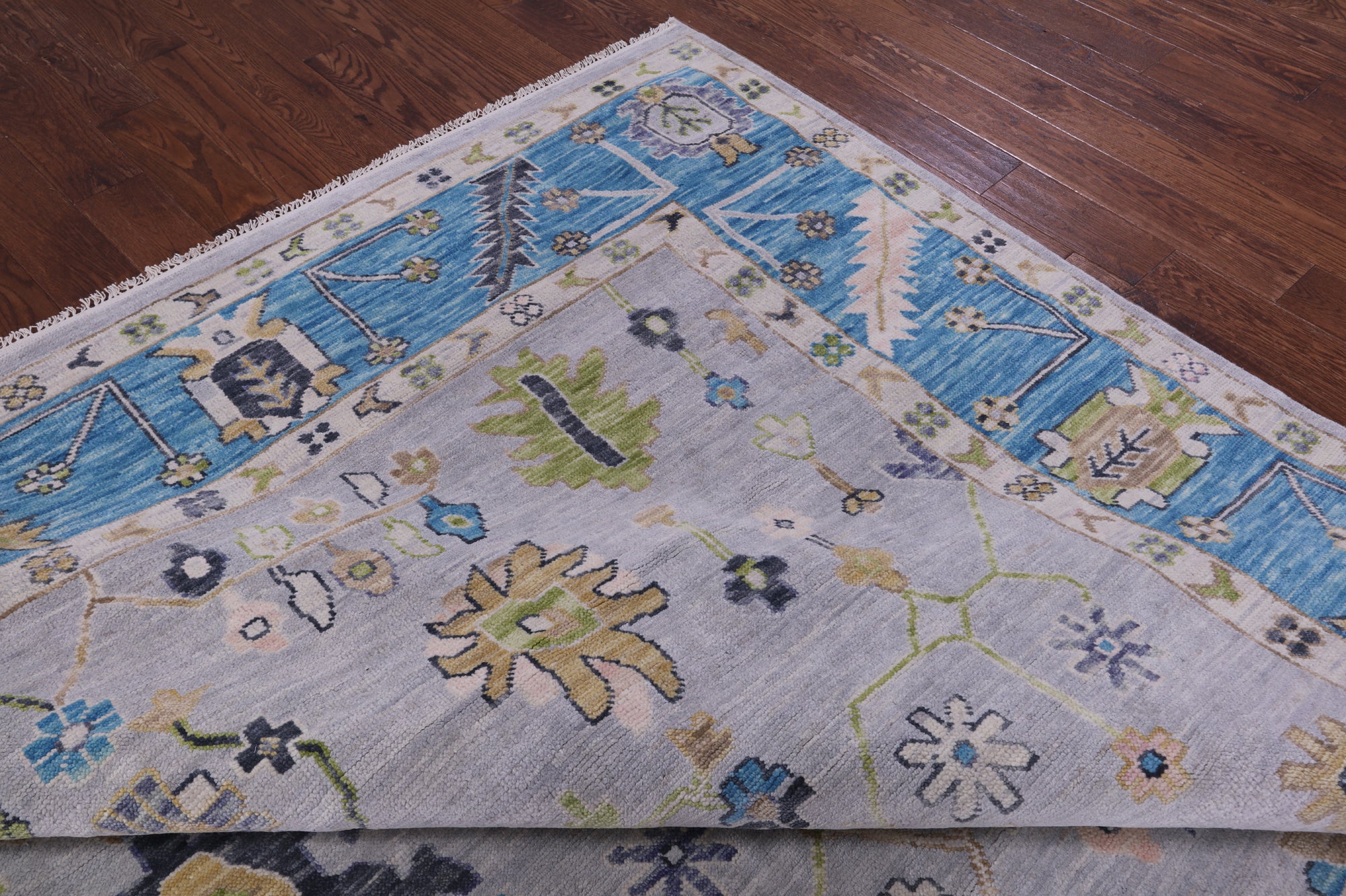 Grey Turkish Oushak Hand Knotted Wool Rug - 10' 1" X 13' 11" - Golden Nile