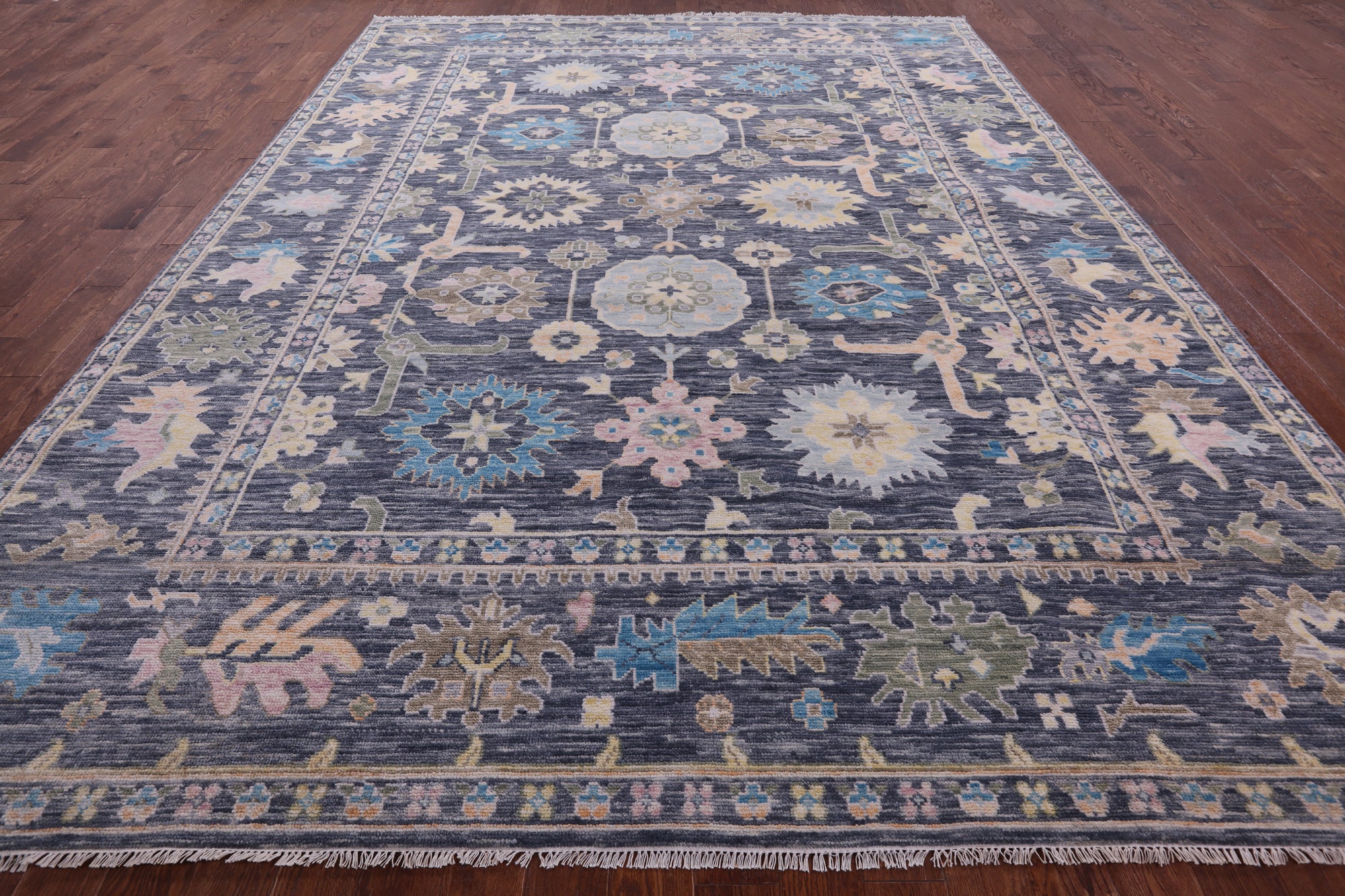 Grey Turkish Oushak Hand Knotted Wool Rug - 10' 3" X 13' 10" - Golden Nile
