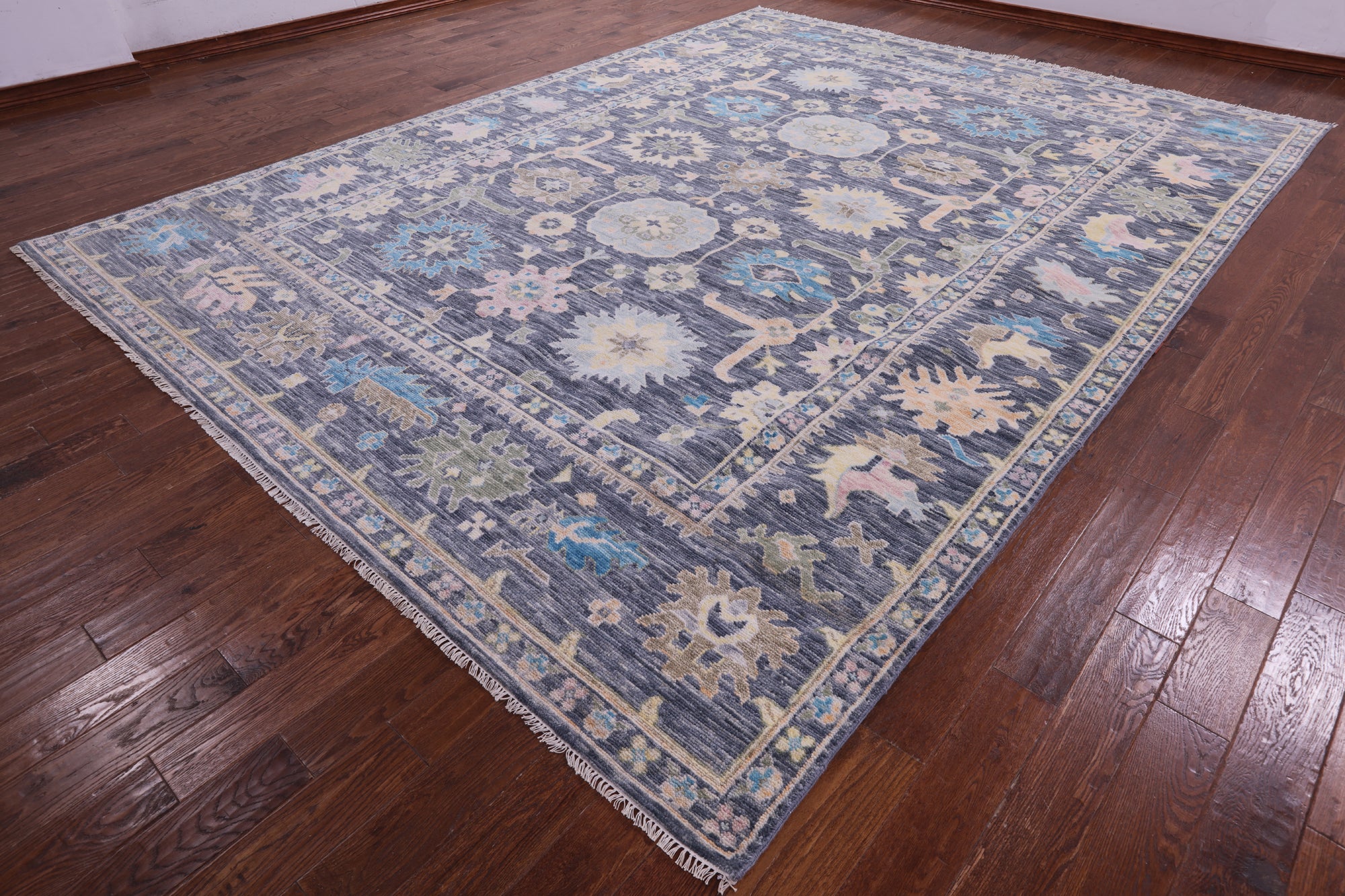 Grey Turkish Oushak Hand Knotted Wool Rug - 10' 3" X 13' 10" - Golden Nile