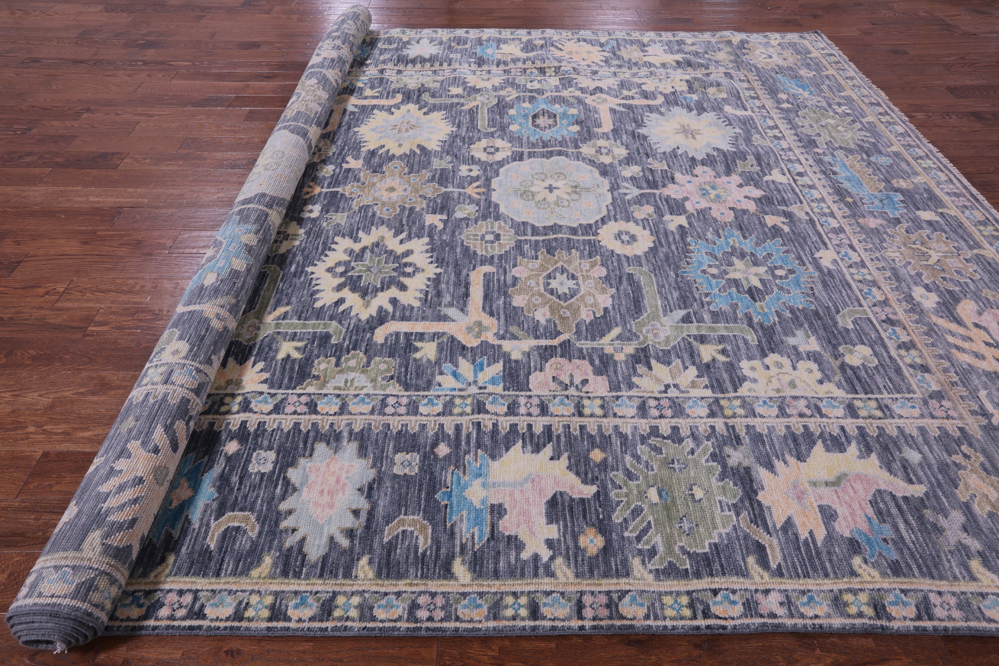 Grey Turkish Oushak Hand Knotted Wool Rug - 10' 3" X 13' 10" - Golden Nile
