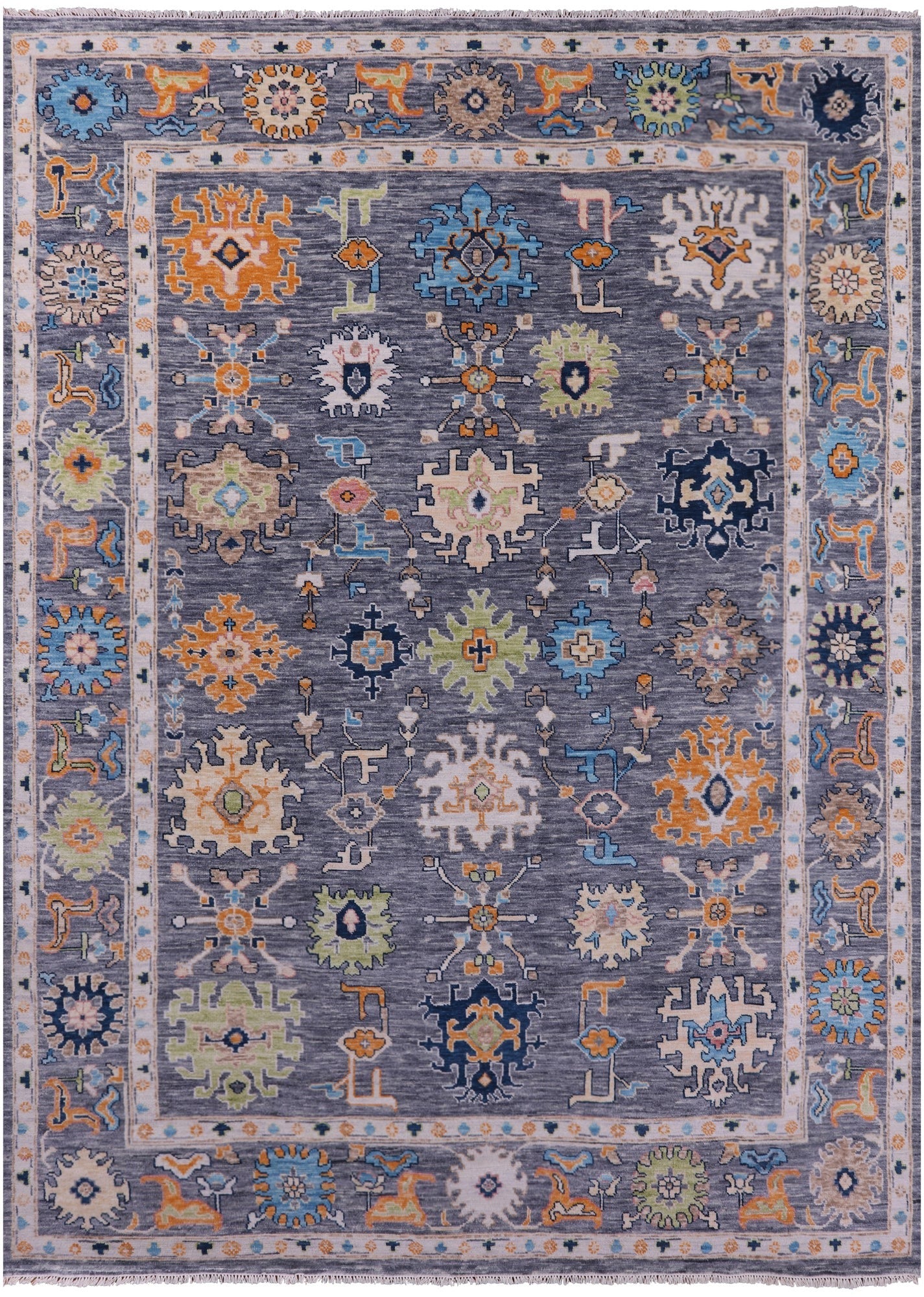 Grey Turkish Oushak Hand Knotted Wool Rug - 10' 2" X 13' 10" - Golden Nile
