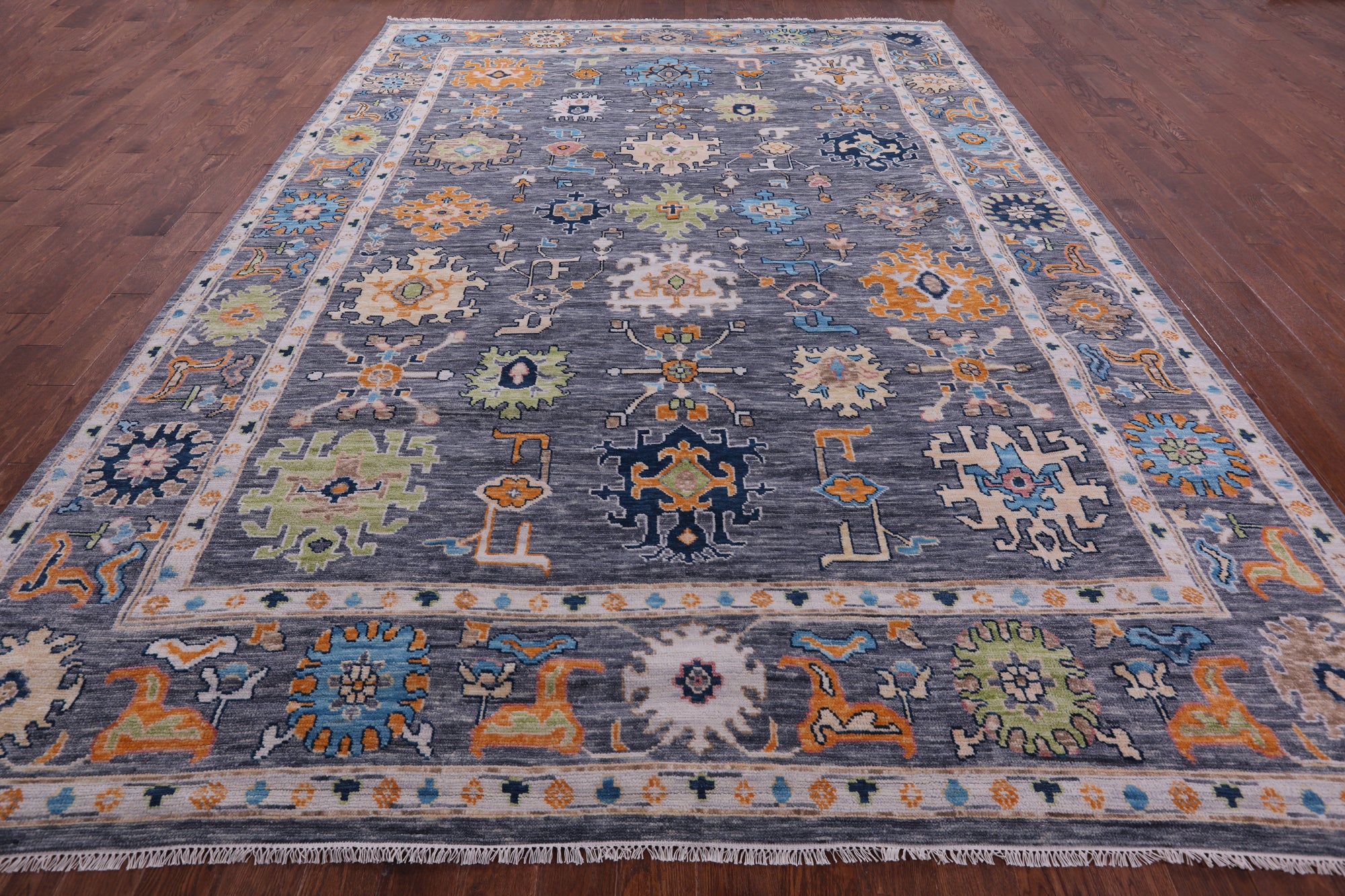 Grey Turkish Oushak Hand Knotted Wool Rug - 10' 2" X 13' 10" - Golden Nile