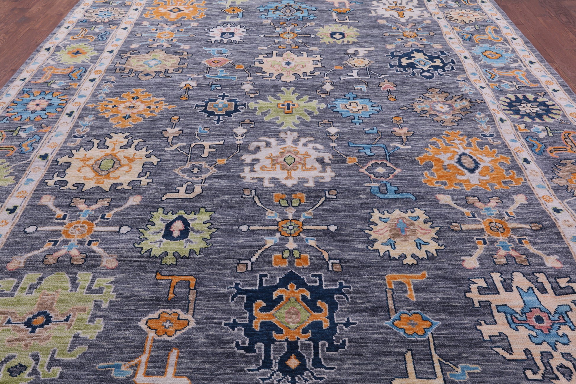 Grey Turkish Oushak Hand Knotted Wool Rug - 10' 2" X 13' 10" - Golden Nile