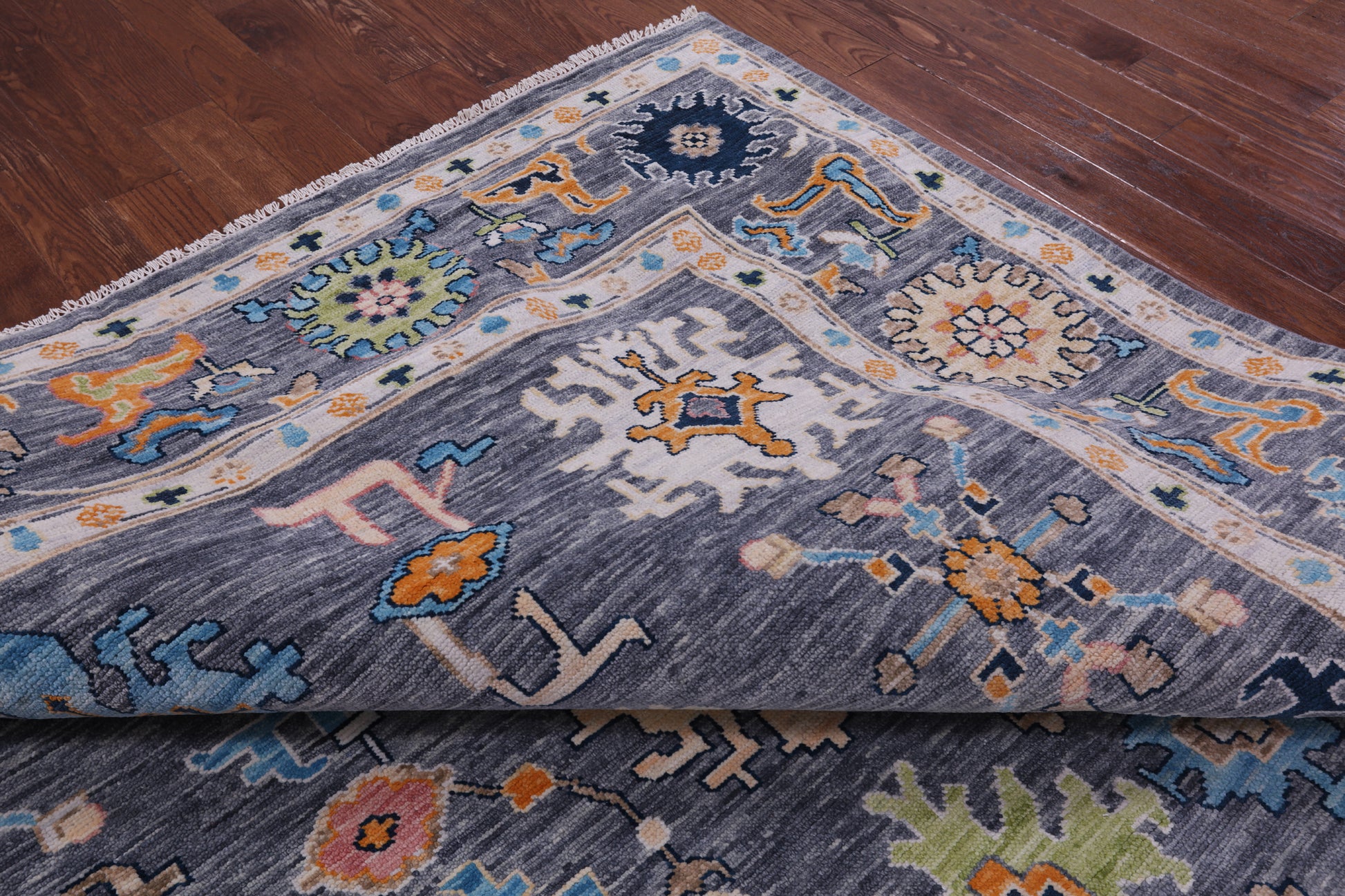 Grey Turkish Oushak Hand Knotted Wool Rug - 10' 2" X 13' 10" - Golden Nile