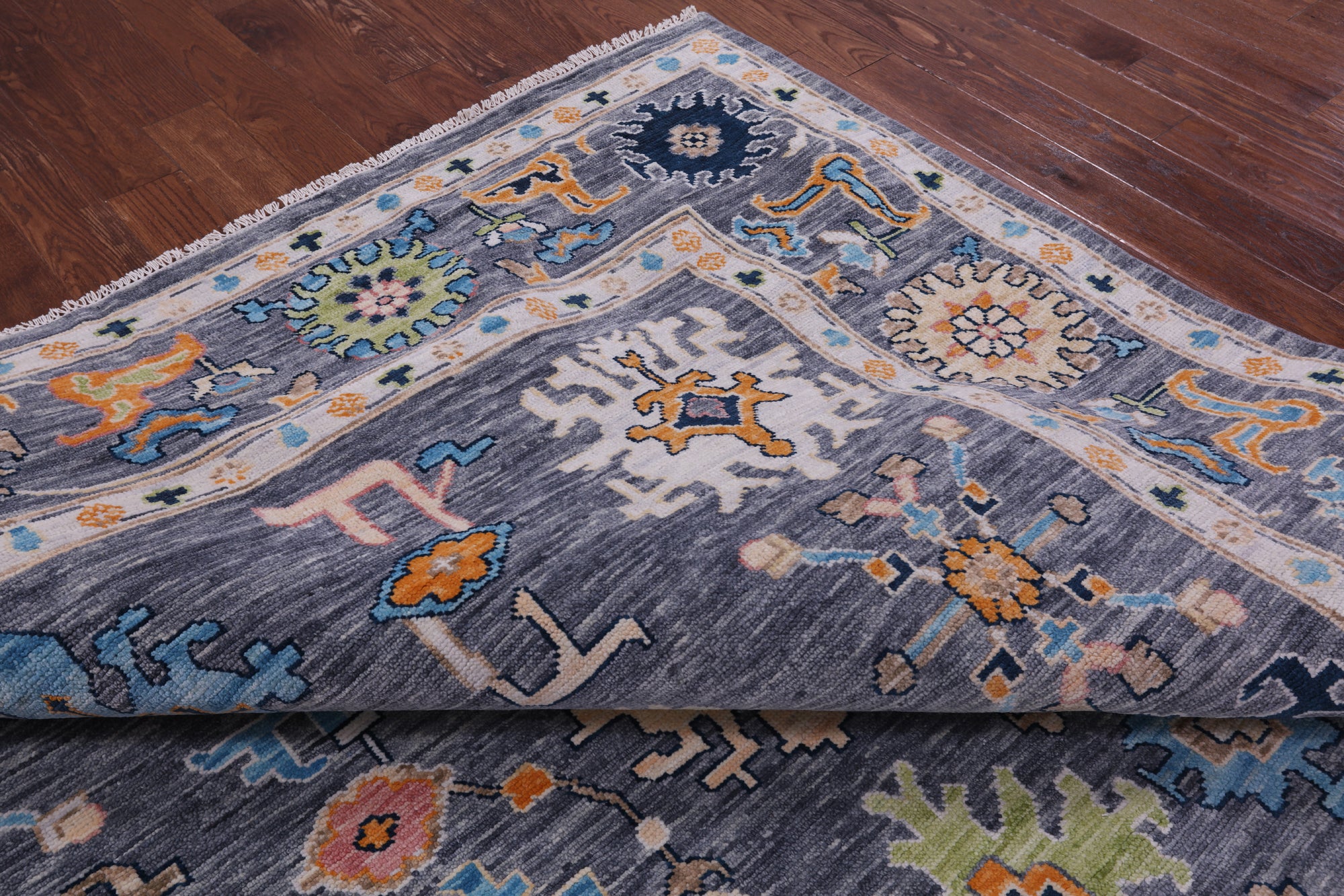 Grey Turkish Oushak Hand Knotted Wool Rug - 10' 2" X 13' 10" - Golden Nile