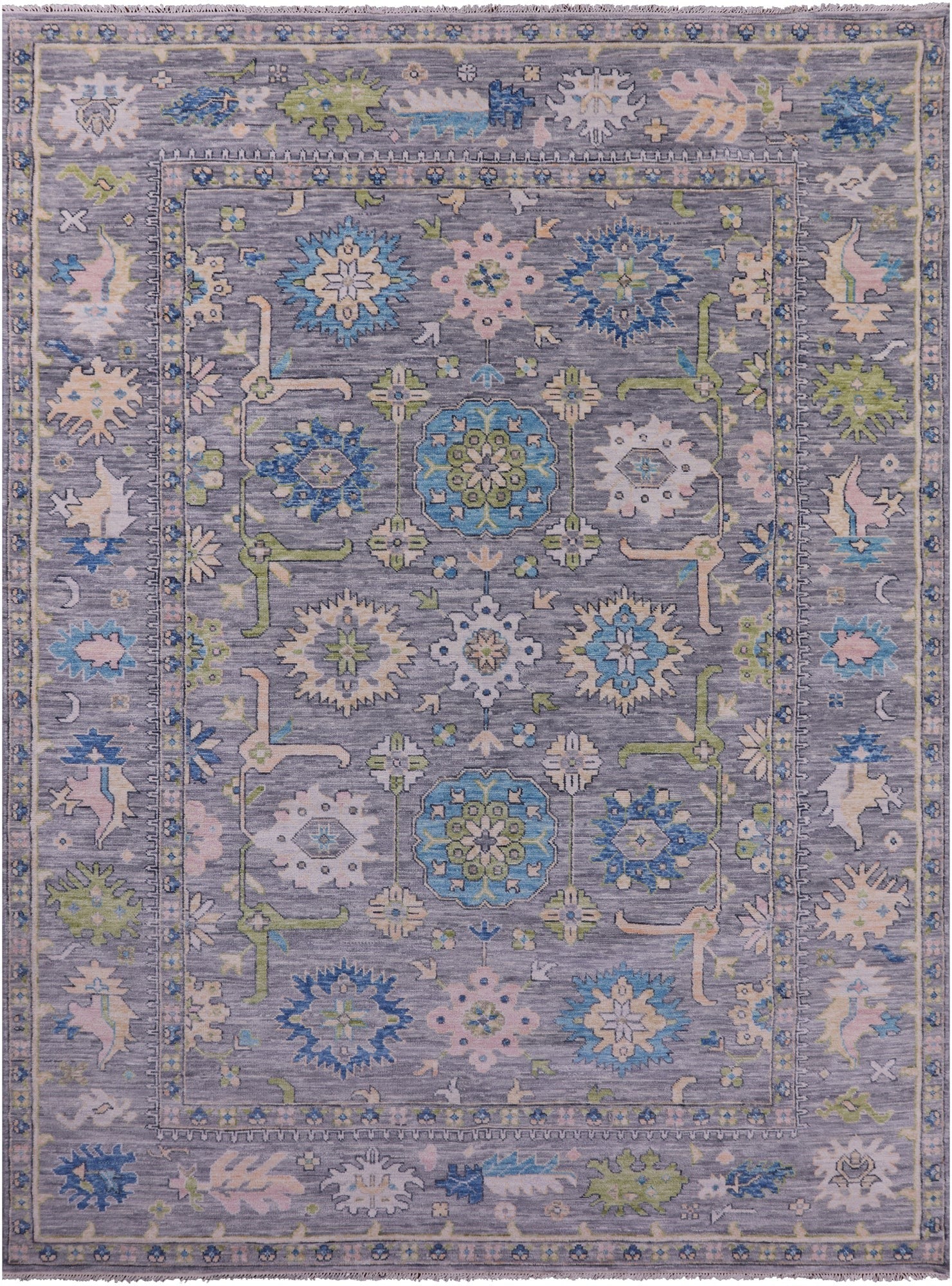Grey Turkish Oushak Handmade Wool Rug - 10' 3" X 13' 9" - Golden Nile