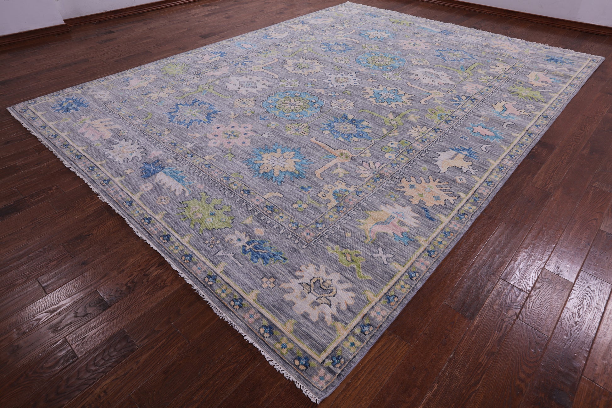 Grey Turkish Oushak Handmade Wool Rug - 10' 3" X 13' 9" - Golden Nile