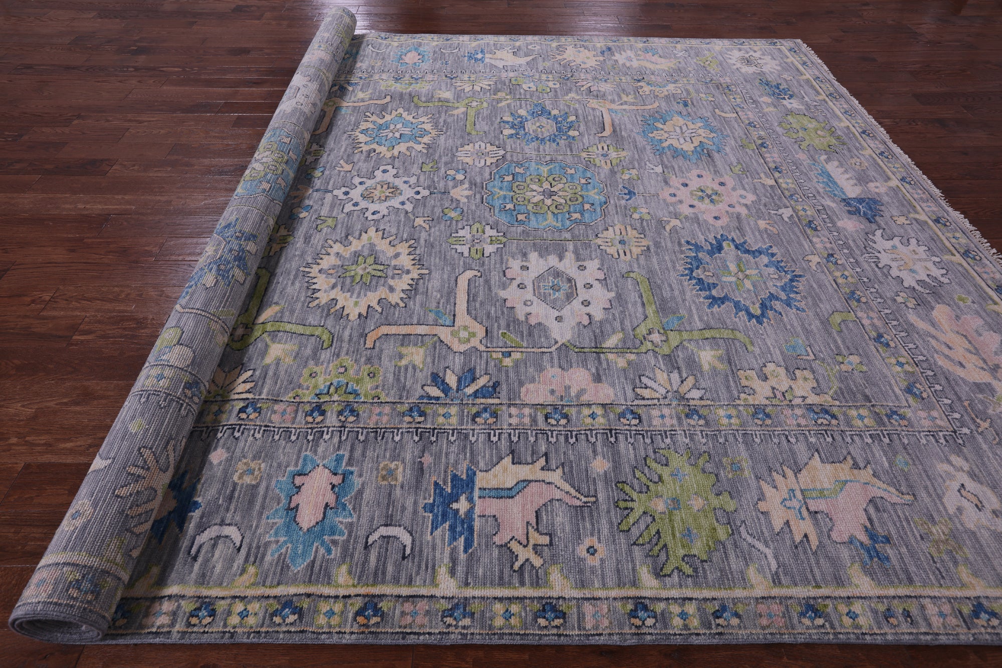 Grey Turkish Oushak Handmade Wool Rug - 10' 3" X 13' 9" - Golden Nile