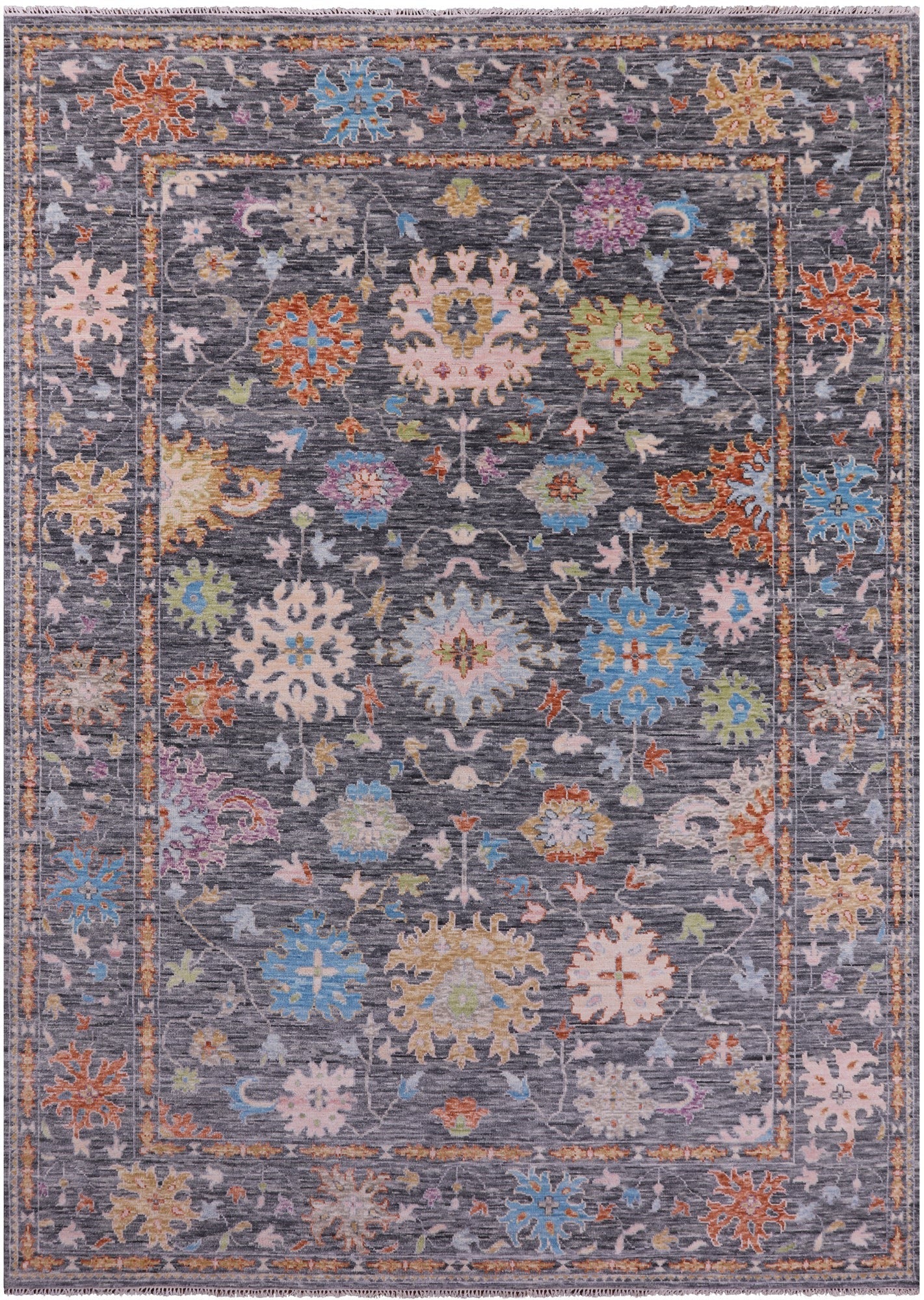 Grey Turkish Oushak Hand Knotted Wool Rug - 9' 11" X 14' 2" - Golden Nile