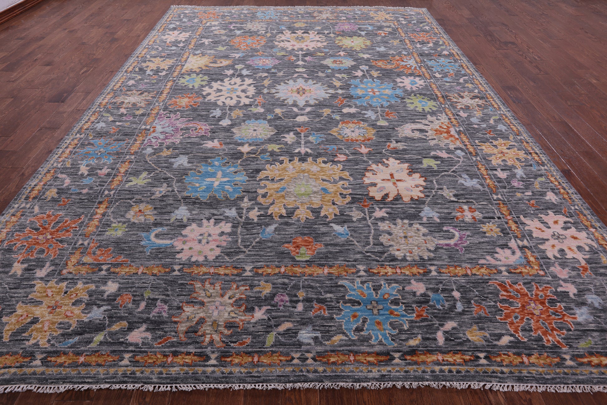 Grey Turkish Oushak Hand Knotted Wool Rug - 9' 11" X 14' 2" - Golden Nile