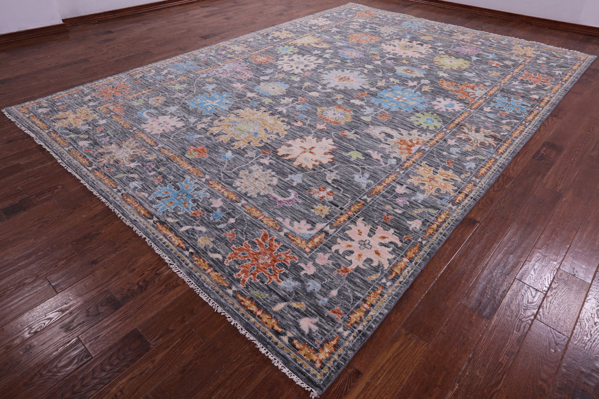 Grey Turkish Oushak Hand Knotted Wool Rug - 9' 11" X 14' 2" - Golden Nile