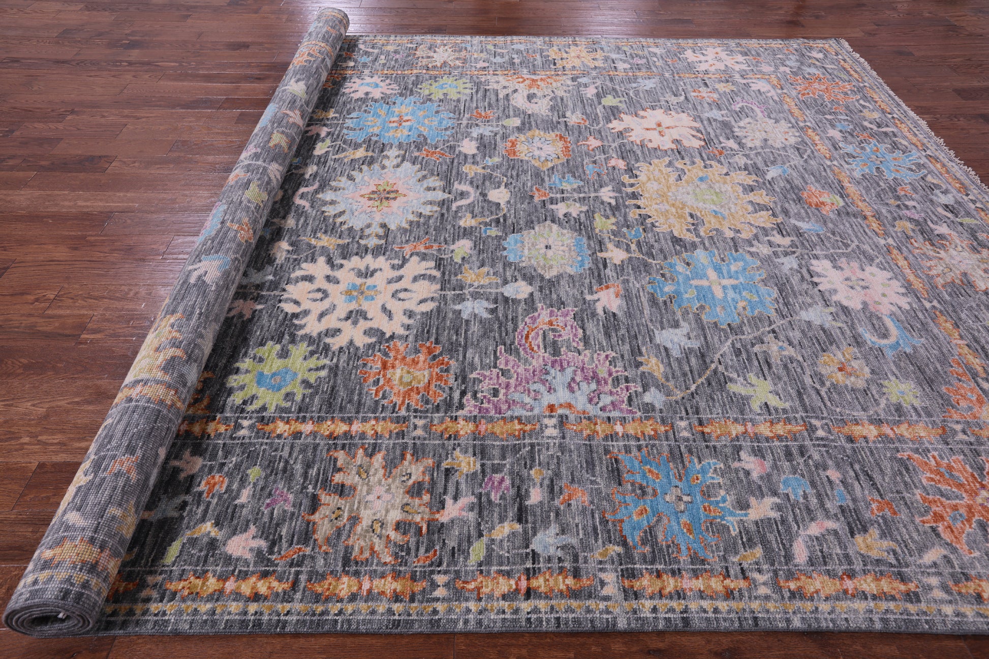 Grey Turkish Oushak Hand Knotted Wool Rug - 9' 11" X 14' 2" - Golden Nile
