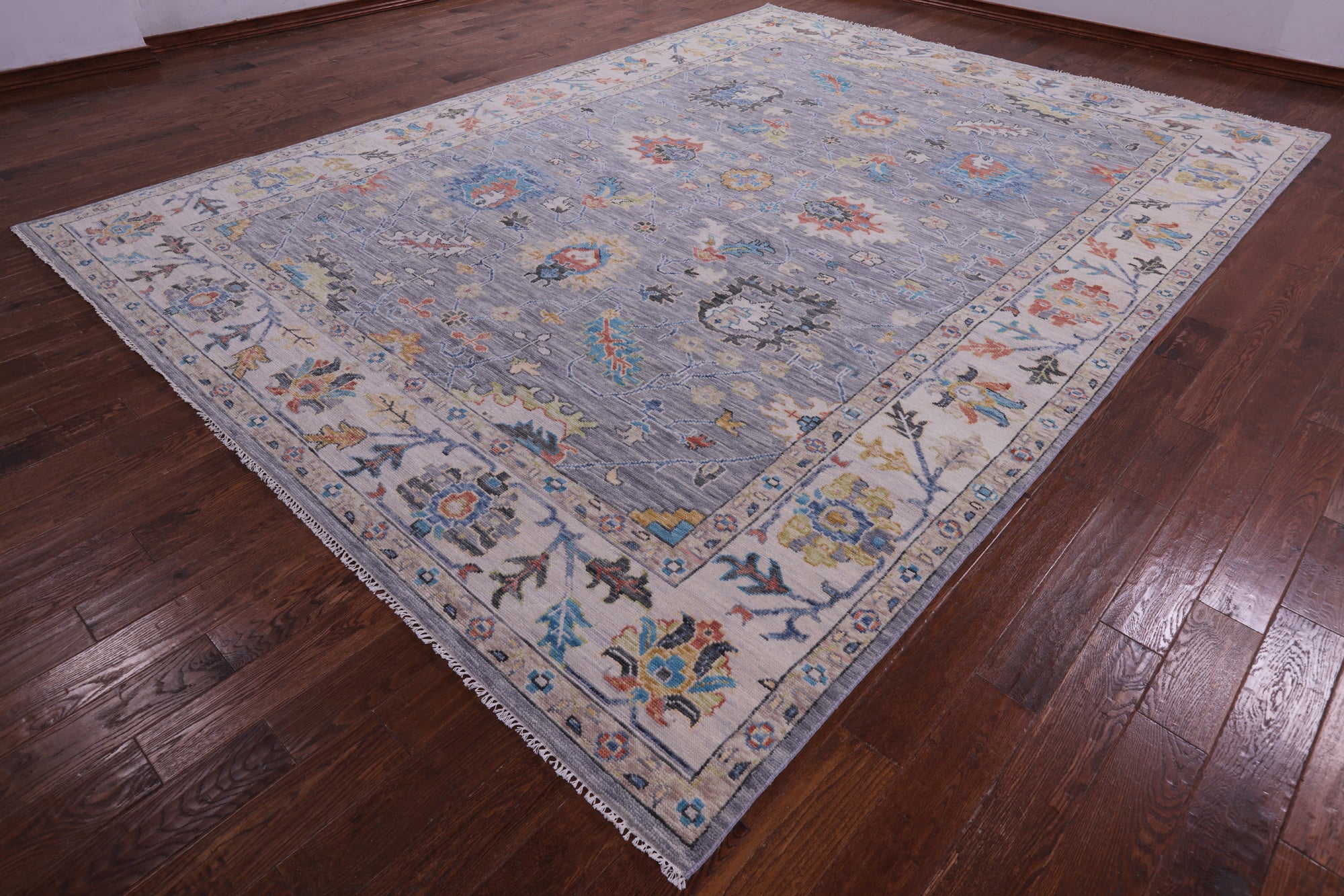 Grey Persian Tabriz Handmade Wool Rug - 10' 2" X 13' 11" - Golden Nile