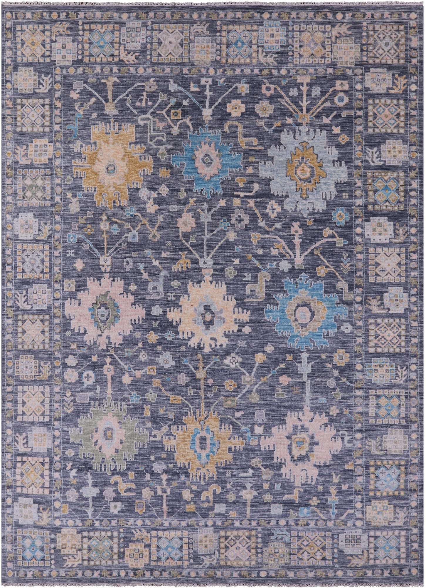 Grey Turkish Oushak Hand Knotted Wool Rug - 10' 2" X 14' 1" - Golden Nile