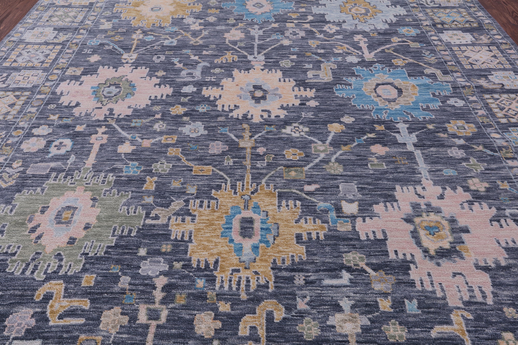 Grey Turkish Oushak Hand Knotted Wool Rug - 10' 2" X 14' 1" - Golden Nile