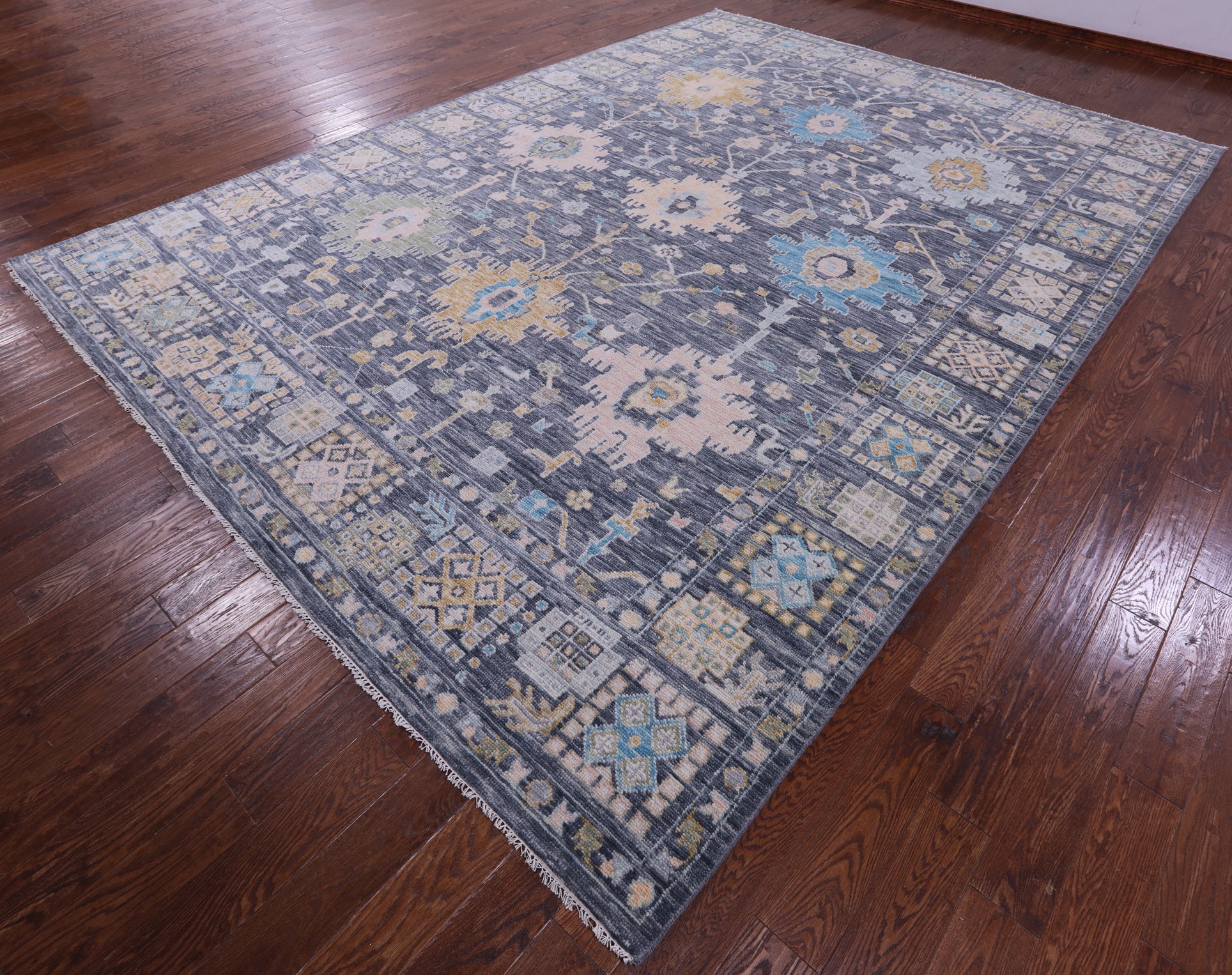 Grey Turkish Oushak Hand Knotted Wool Rug - 10' 2" X 14' 1" - Golden Nile