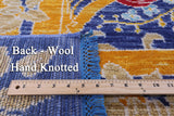 Blue William Morris Hand Knotted Wool Rug - 10' 1" X 13' 9" - Golden Nile