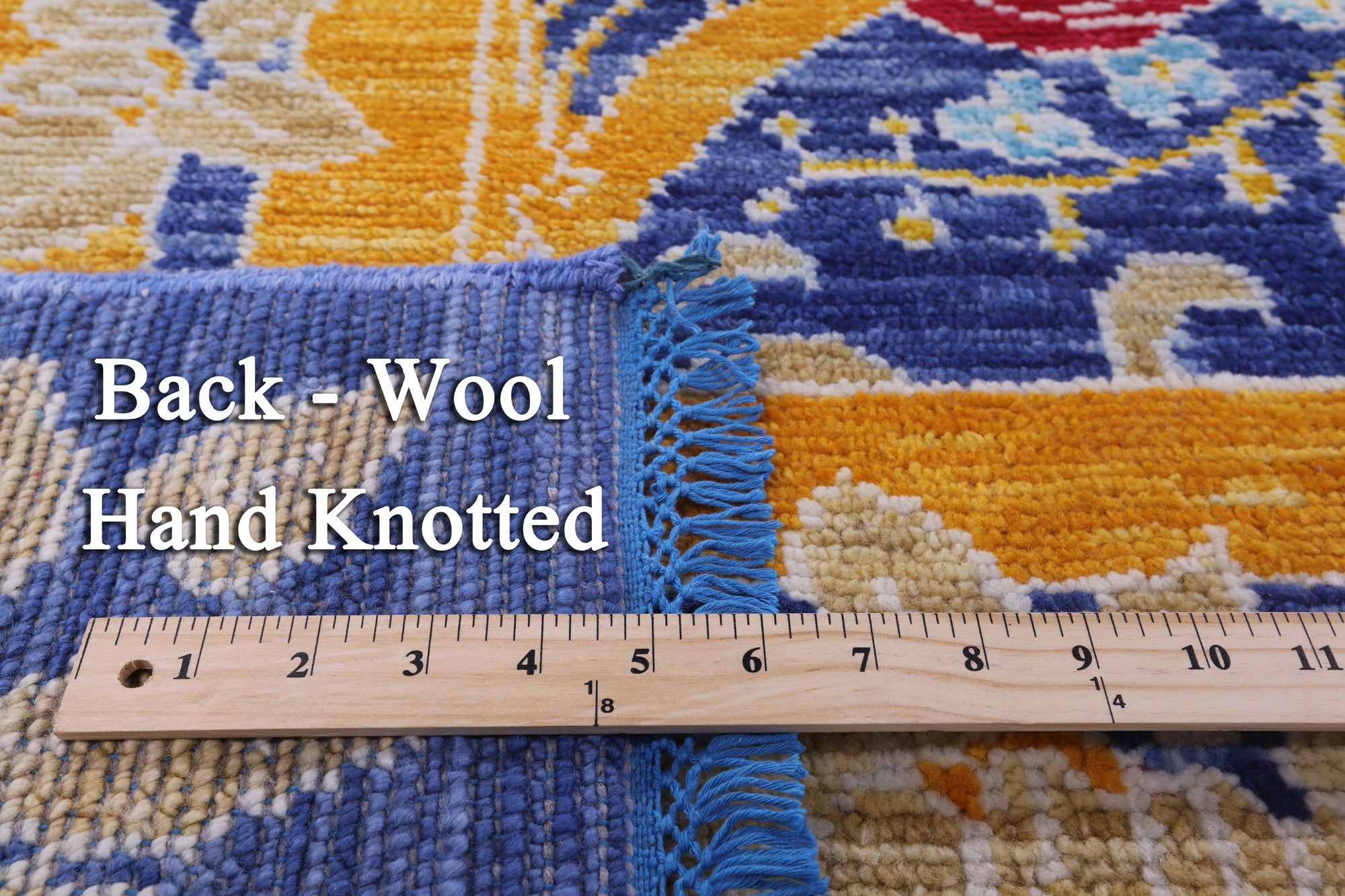 Blue William Morris Hand Knotted Wool Rug - 10' 1" X 13' 9" - Golden Nile
