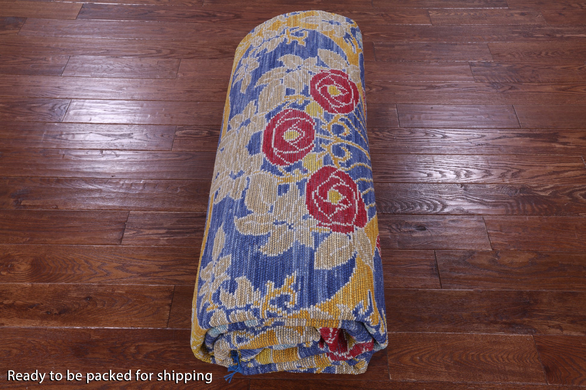 Blue William Morris Hand Knotted Wool Rug - 10' 1" X 13' 9" - Golden Nile