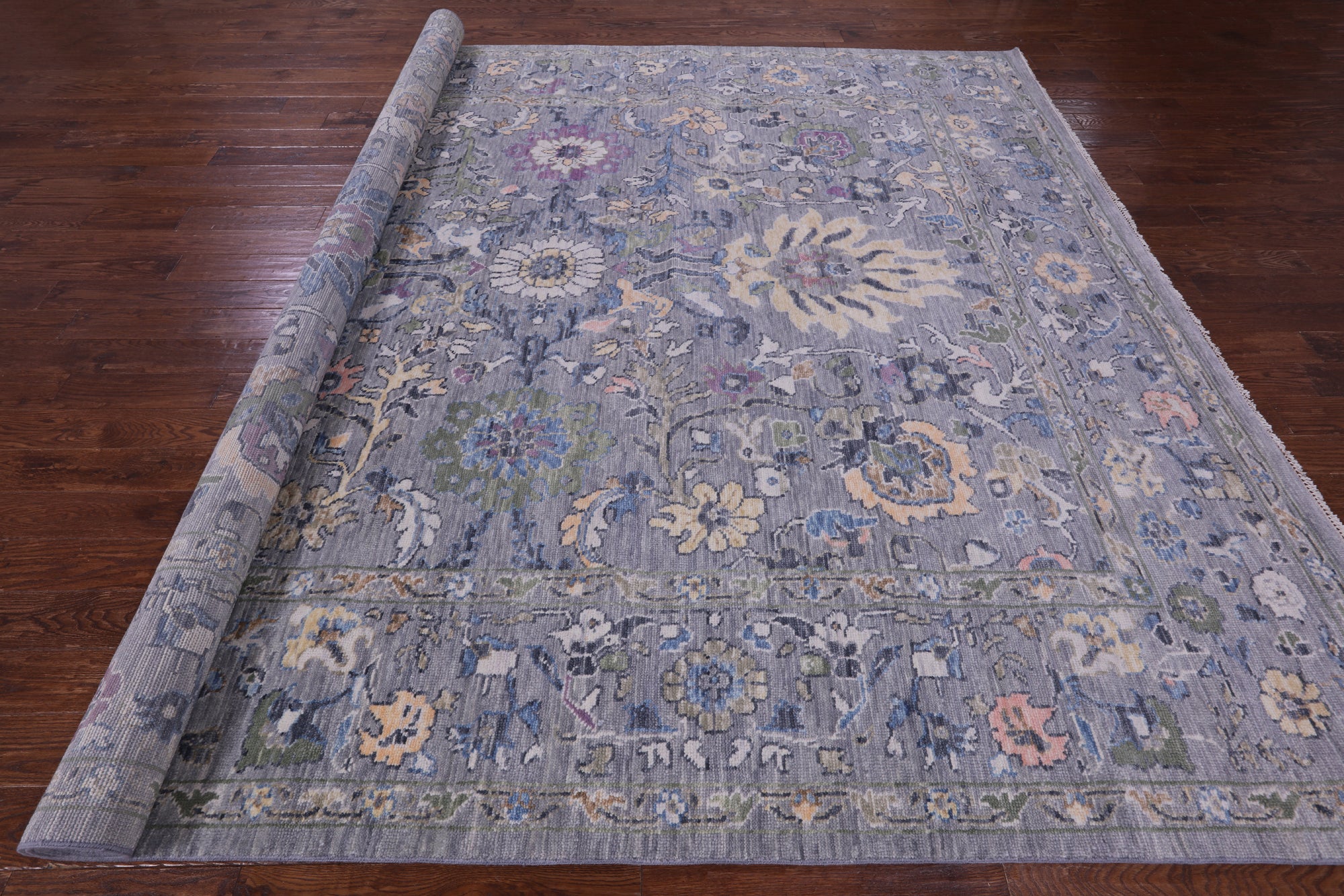 Grey Turkish Oushak Hand Knotted Wool Rug - 10' 3" X 13' 10" - Golden Nile