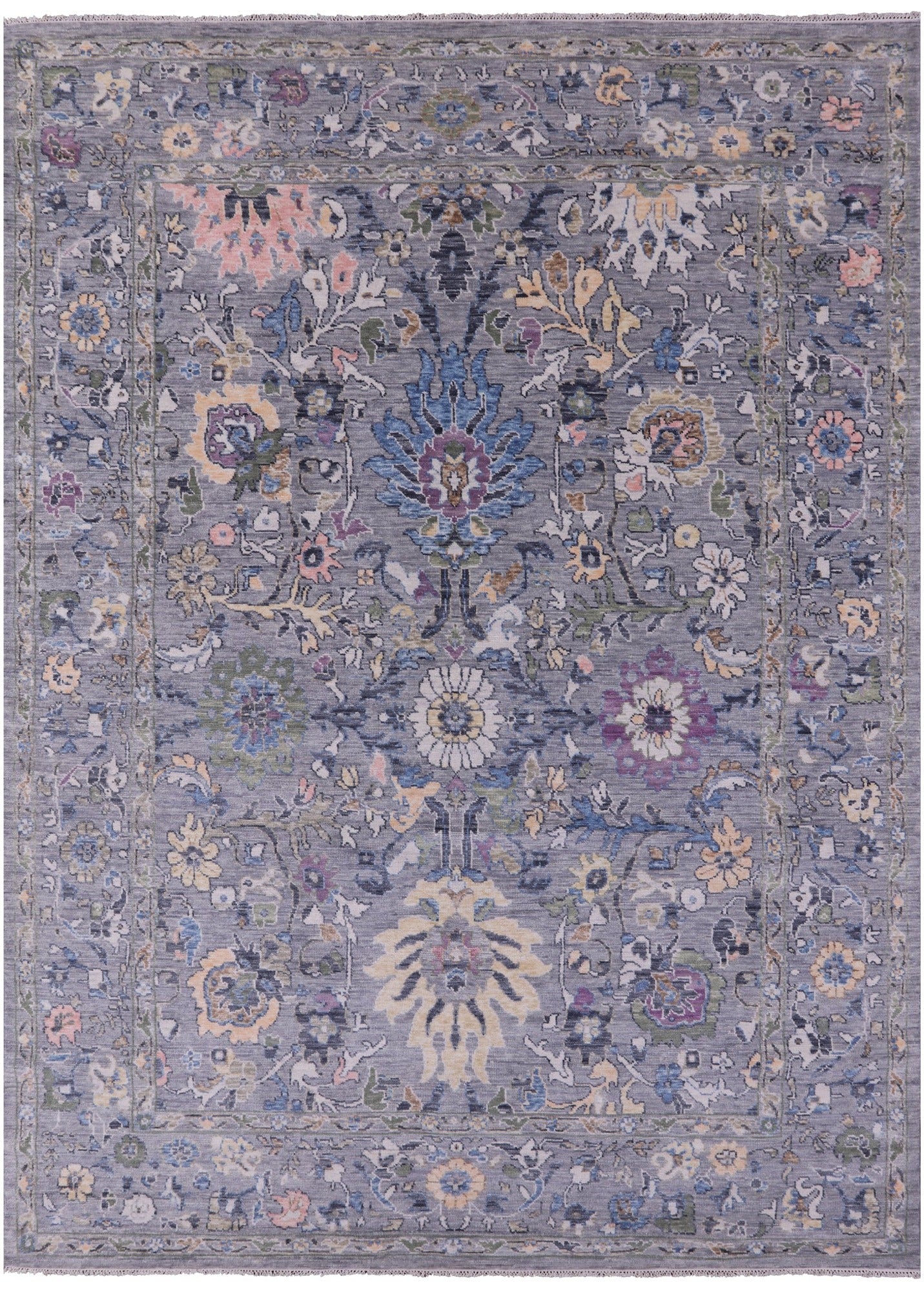 Grey Turkish Oushak Hand Knotted Wool Rug - 10' 3" X 13' 10" - Golden Nile