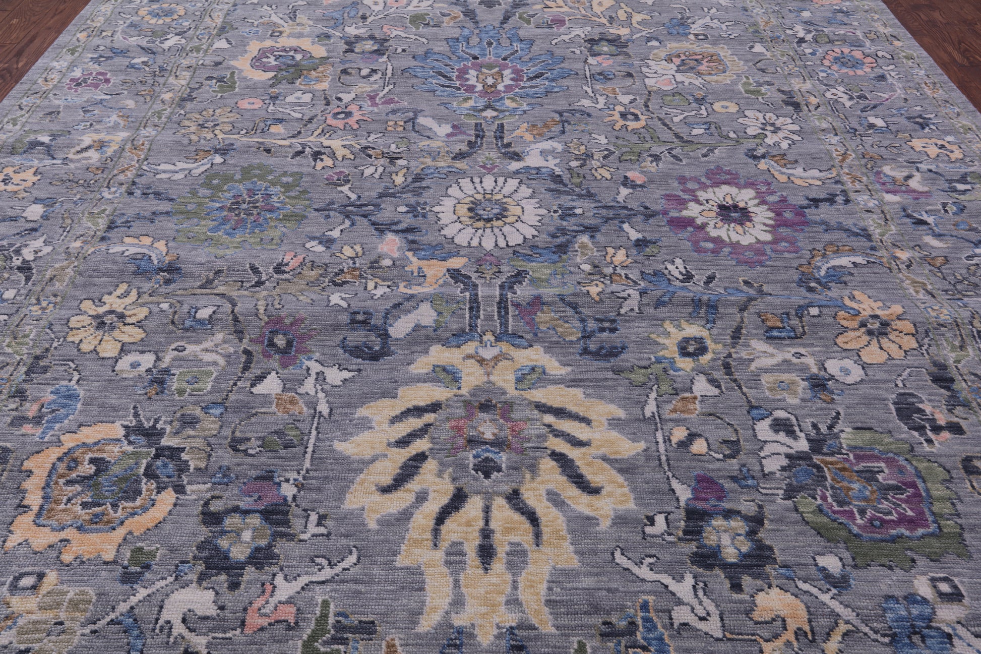 Grey Turkish Oushak Hand Knotted Wool Rug - 10' 3" X 13' 10" - Golden Nile