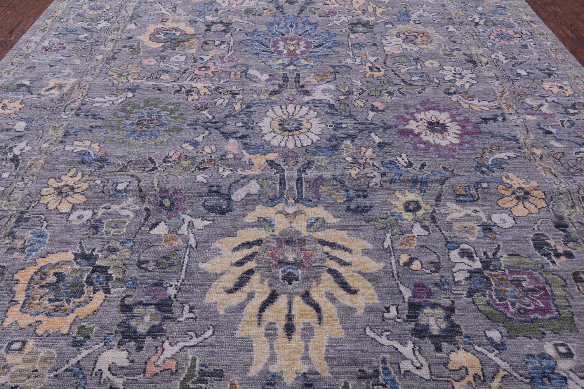 Grey Turkish Oushak Hand Knotted Wool Rug - 10' 3" X 13' 10" - Golden Nile
