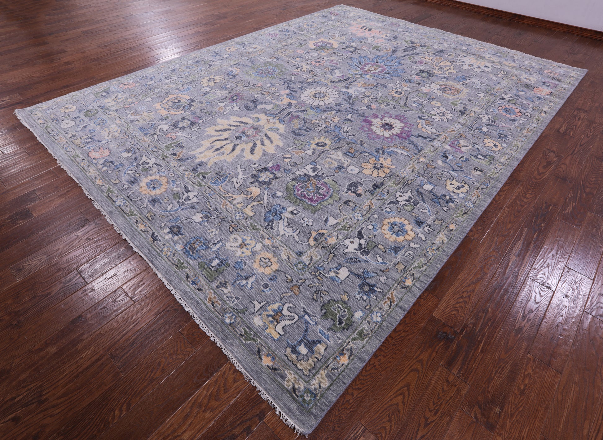 Grey Turkish Oushak Hand Knotted Wool Rug - 10' 3" X 13' 10" - Golden Nile