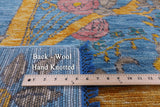 Blue William Morris Hand Knotted Wool Rug - 10' 1" X 13' 10" - Golden Nile