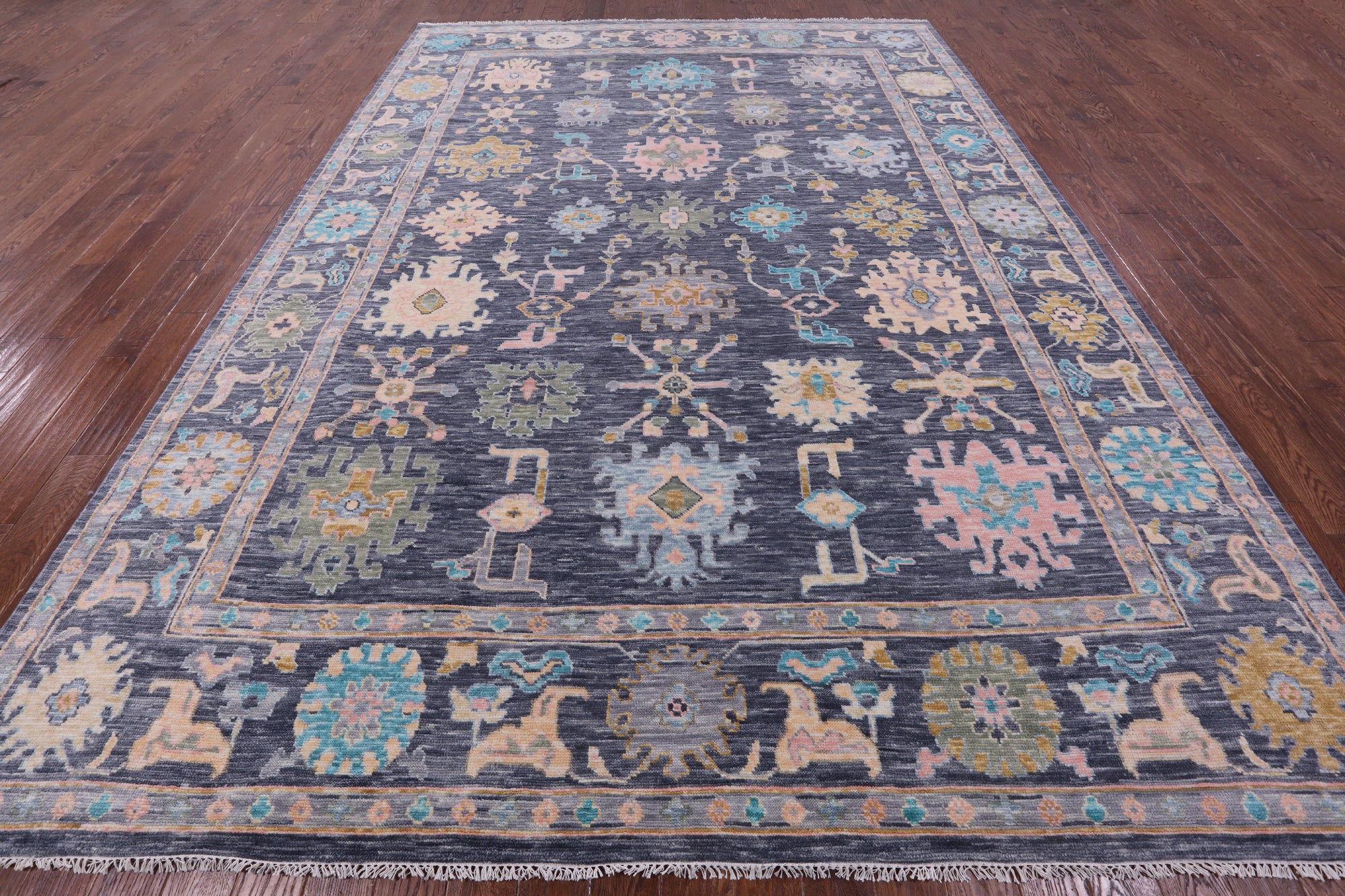 Grey Turkish Oushak Hand Knotted Wool Rug - 10' 2" X 14' 0" - Golden Nile