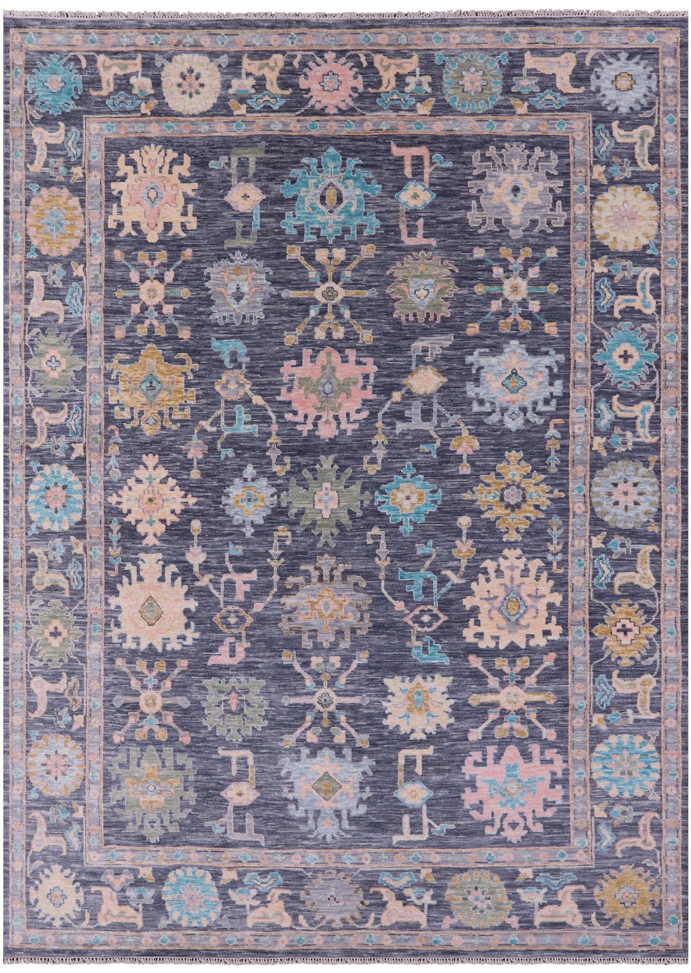 Grey Turkish Oushak Hand Knotted Wool Rug - 10' 2" X 14' 0" - Golden Nile