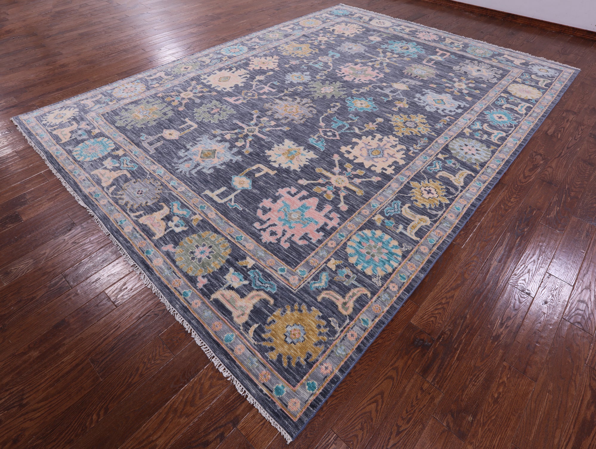 Grey Turkish Oushak Hand Knotted Wool Rug - 10' 2" X 14' 0" - Golden Nile