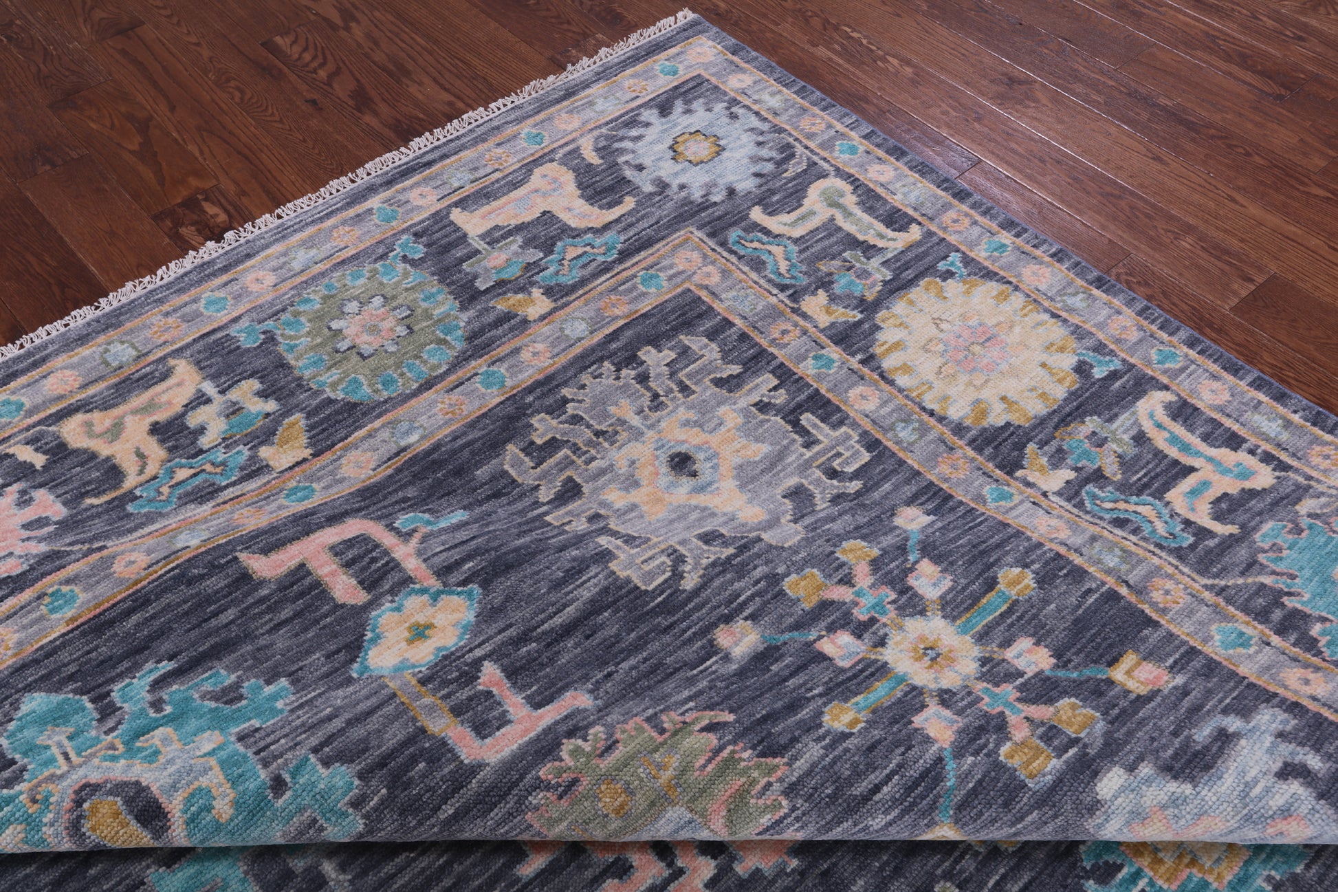 Grey Turkish Oushak Hand Knotted Wool Rug - 10' 2" X 14' 0" - Golden Nile